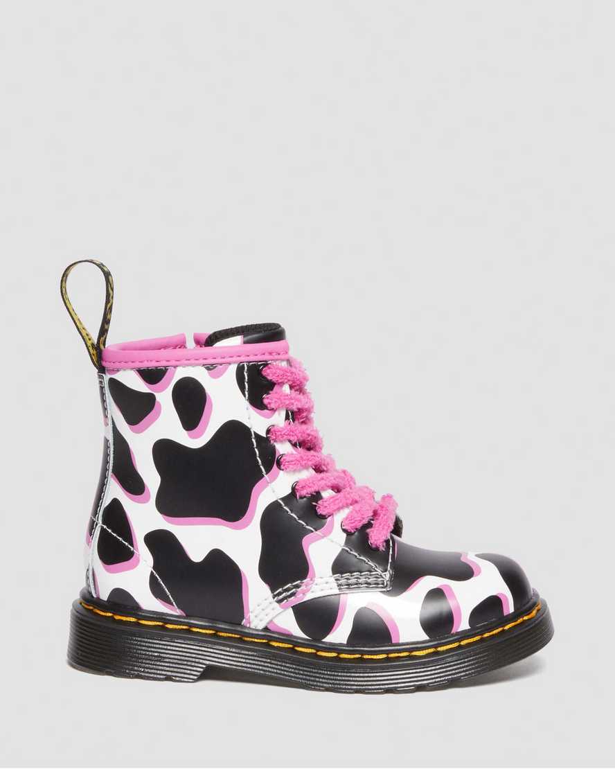 Toddler 1460 Cow Print Patent Leather Lace Up BootsToddler 1460 Cow Print Patent Leather Lace Up Boots Dr. Martens