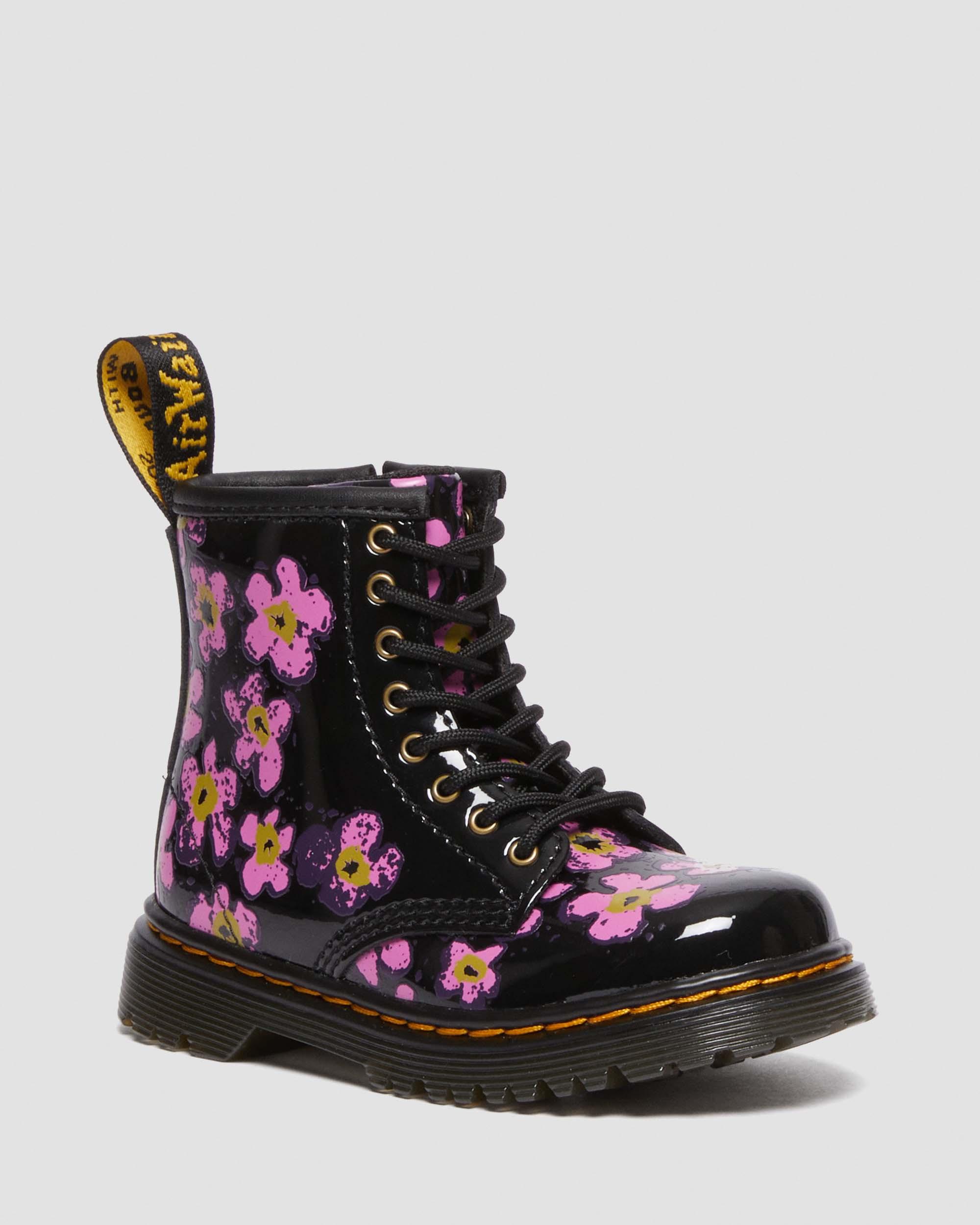 Toddler 1460 Pansy Patent Leather Lace Up Boots in BLACK | Dr