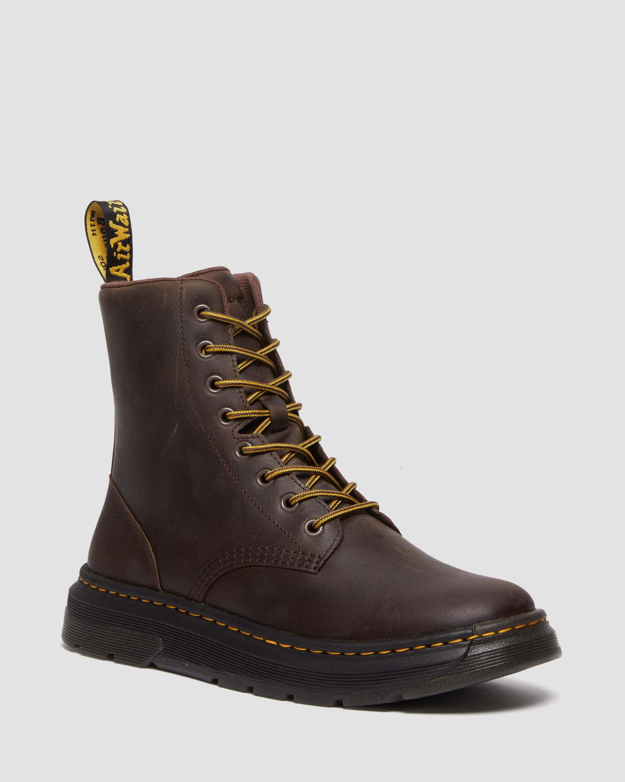 Crewson Leather Lace Up Boots in Dark Brown