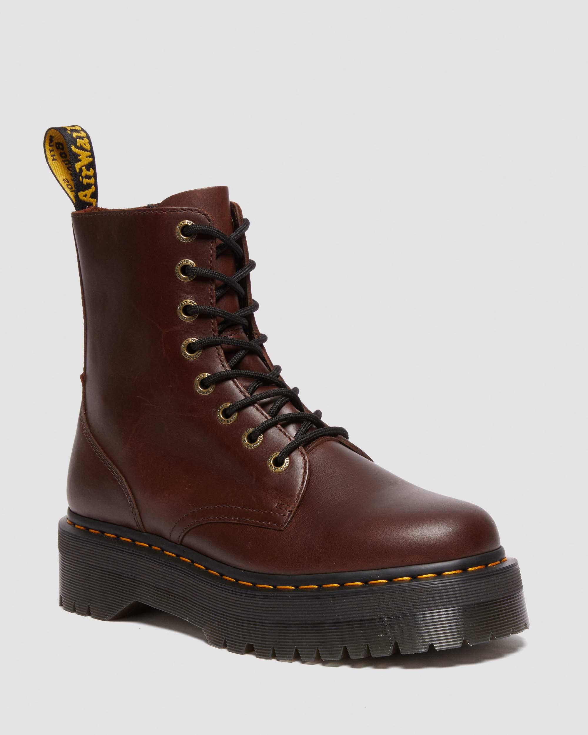 Jadon Boot Pull Up Leather Platforms in Dark Brown | Dr. Martens