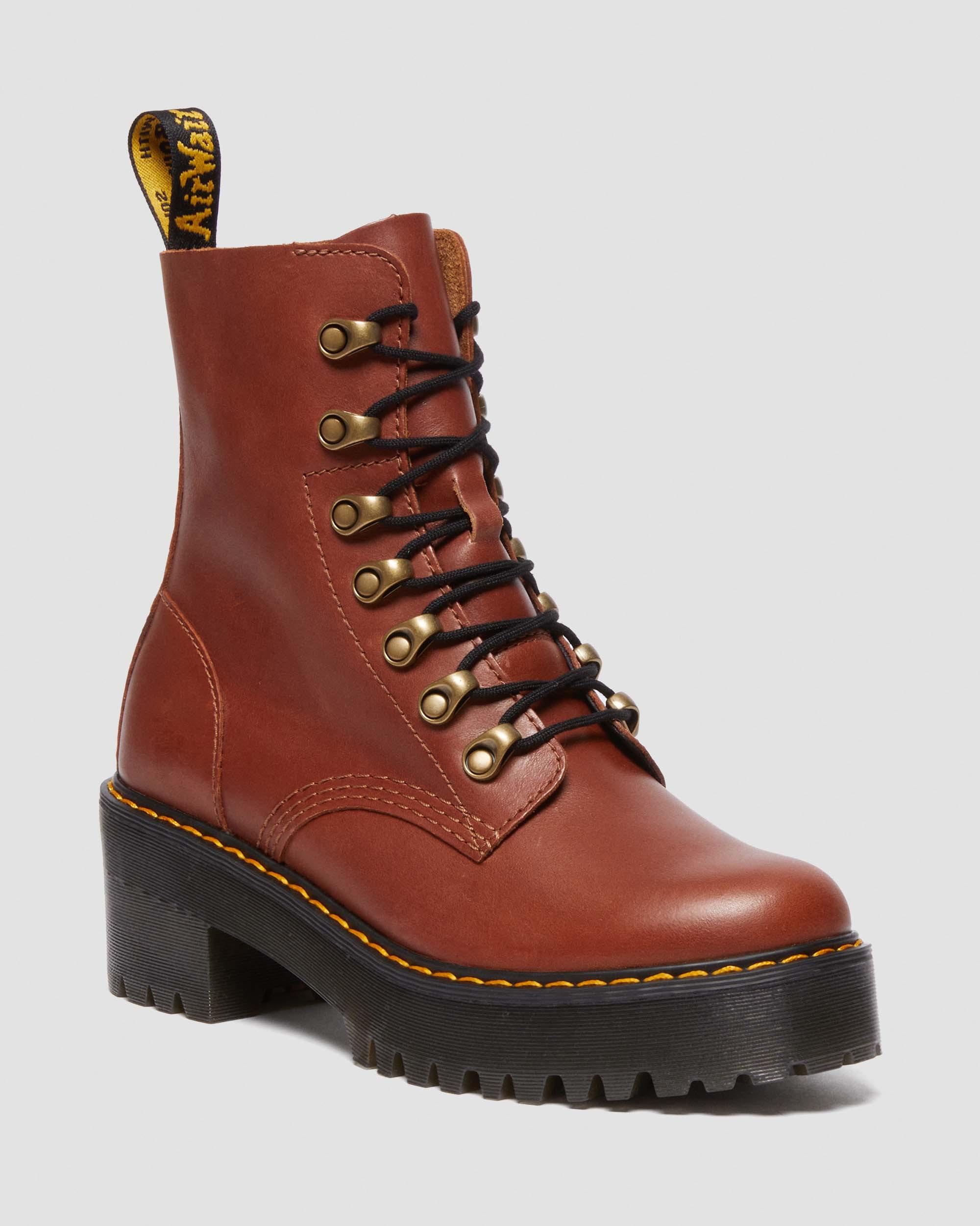 DR MARTENS Leona Women's Farrier Leather Heeled Boots