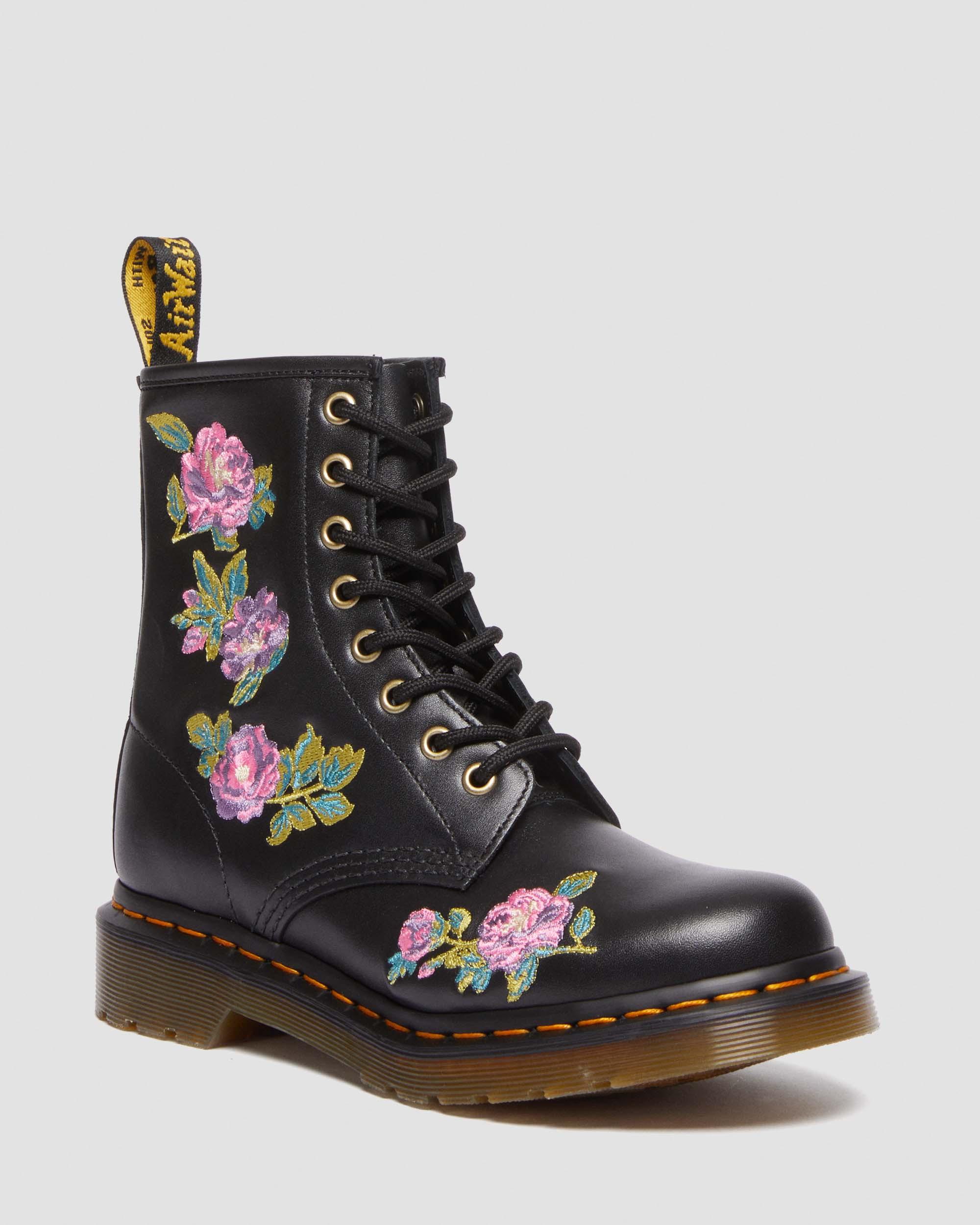 1460 Vonda II Women's Embroidered Floral Boots in BLACK | Dr. Martens™