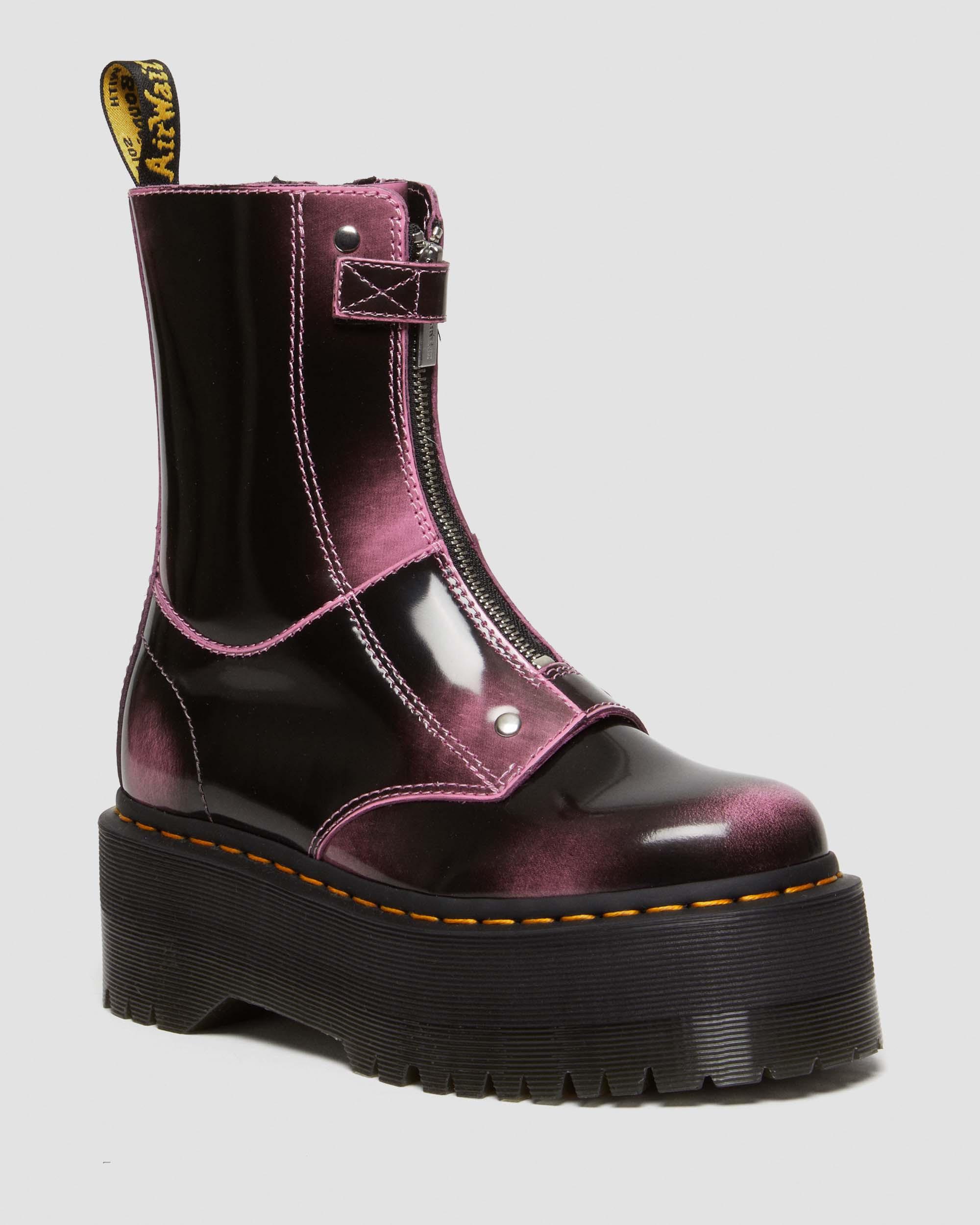 Jetta Hi Max Distressed Leather Platform Boots in Fondant Pink | Dr. Martens
