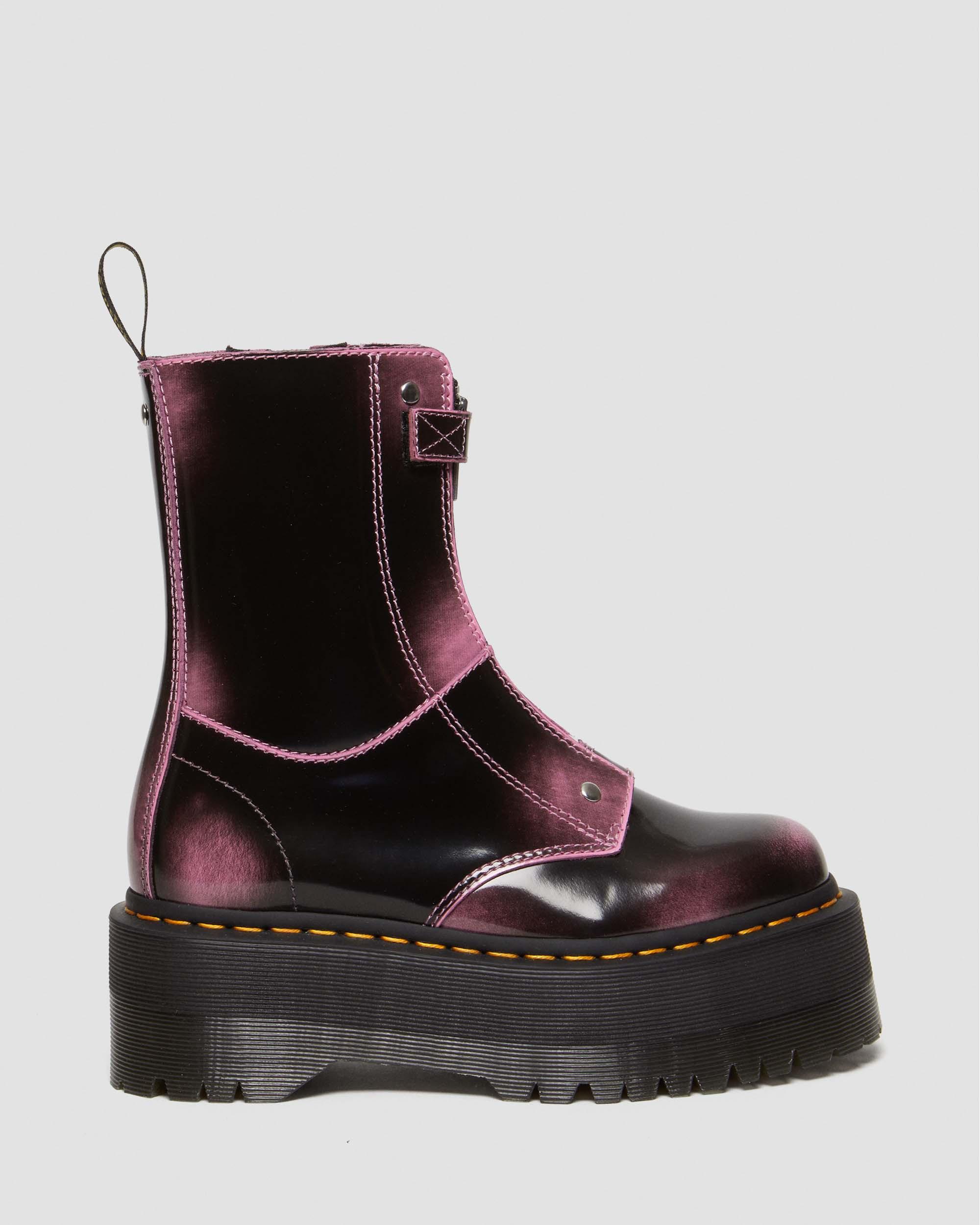 Jetta Hi Max Distressed Leather Platform Boots in Fondant Pink