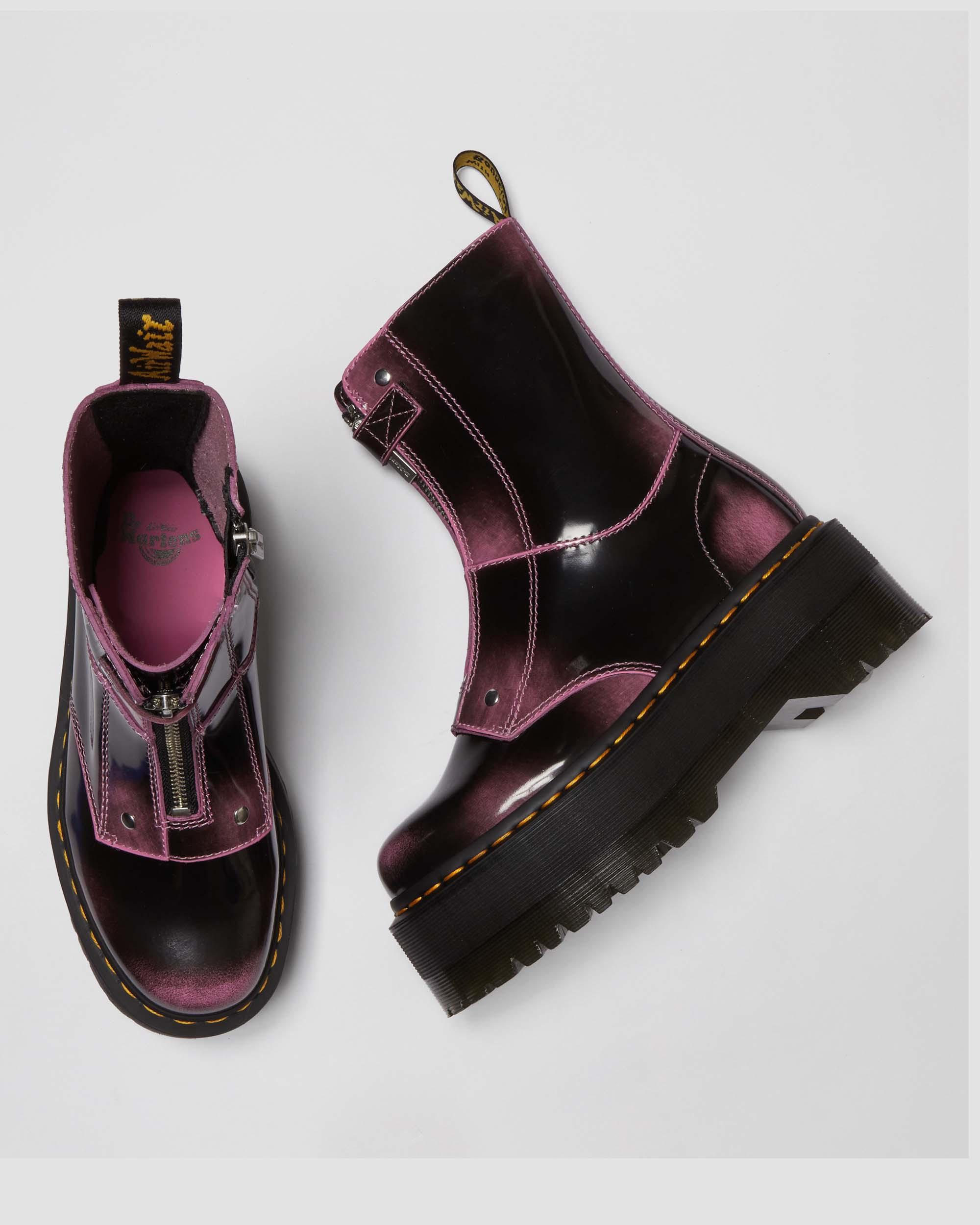 Jetta Hi Max Distressed Leather Platform Boots in Fondant Pink