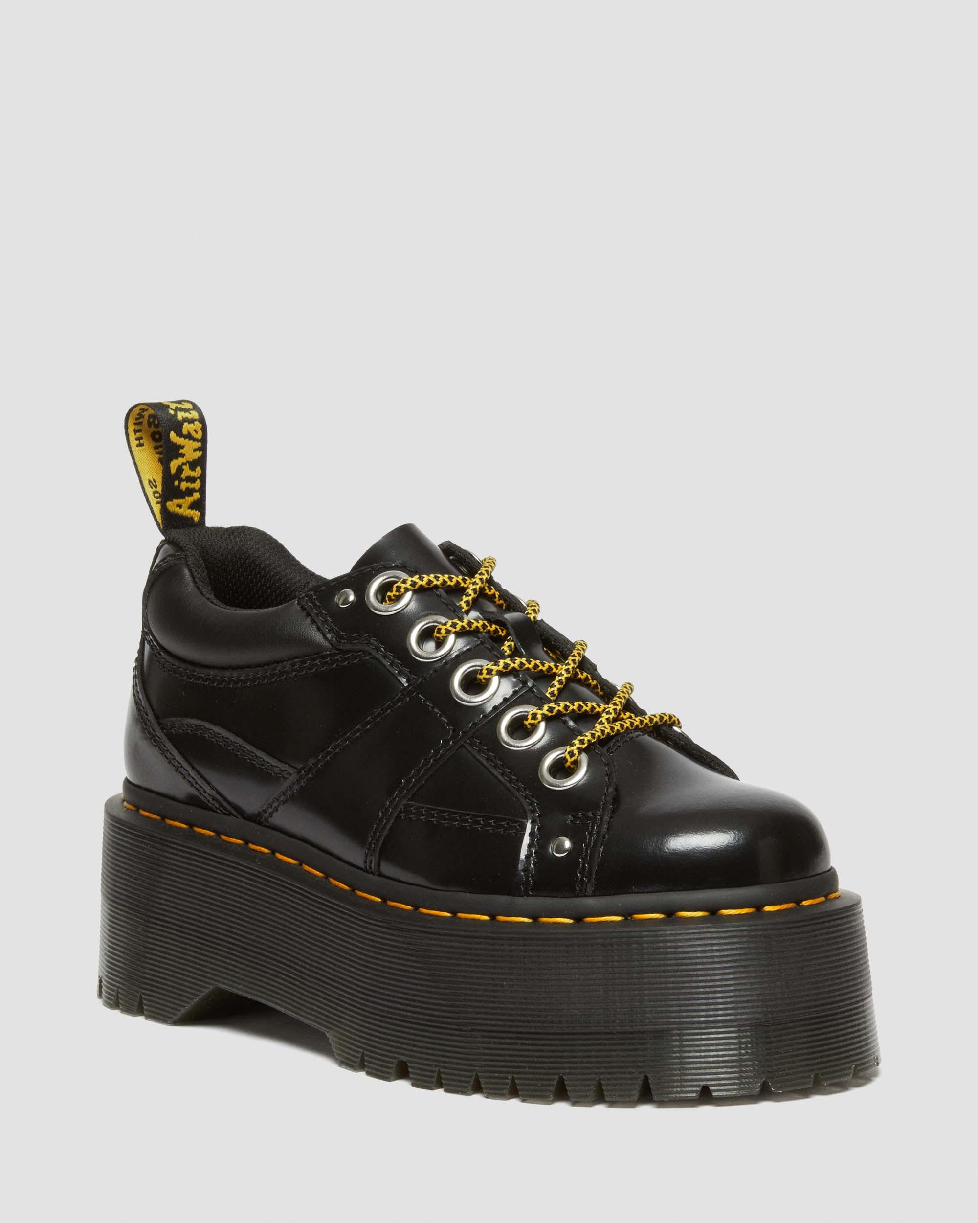 5-Eye Max Buttero Leather Platform Shoes in Black | Dr. Martens