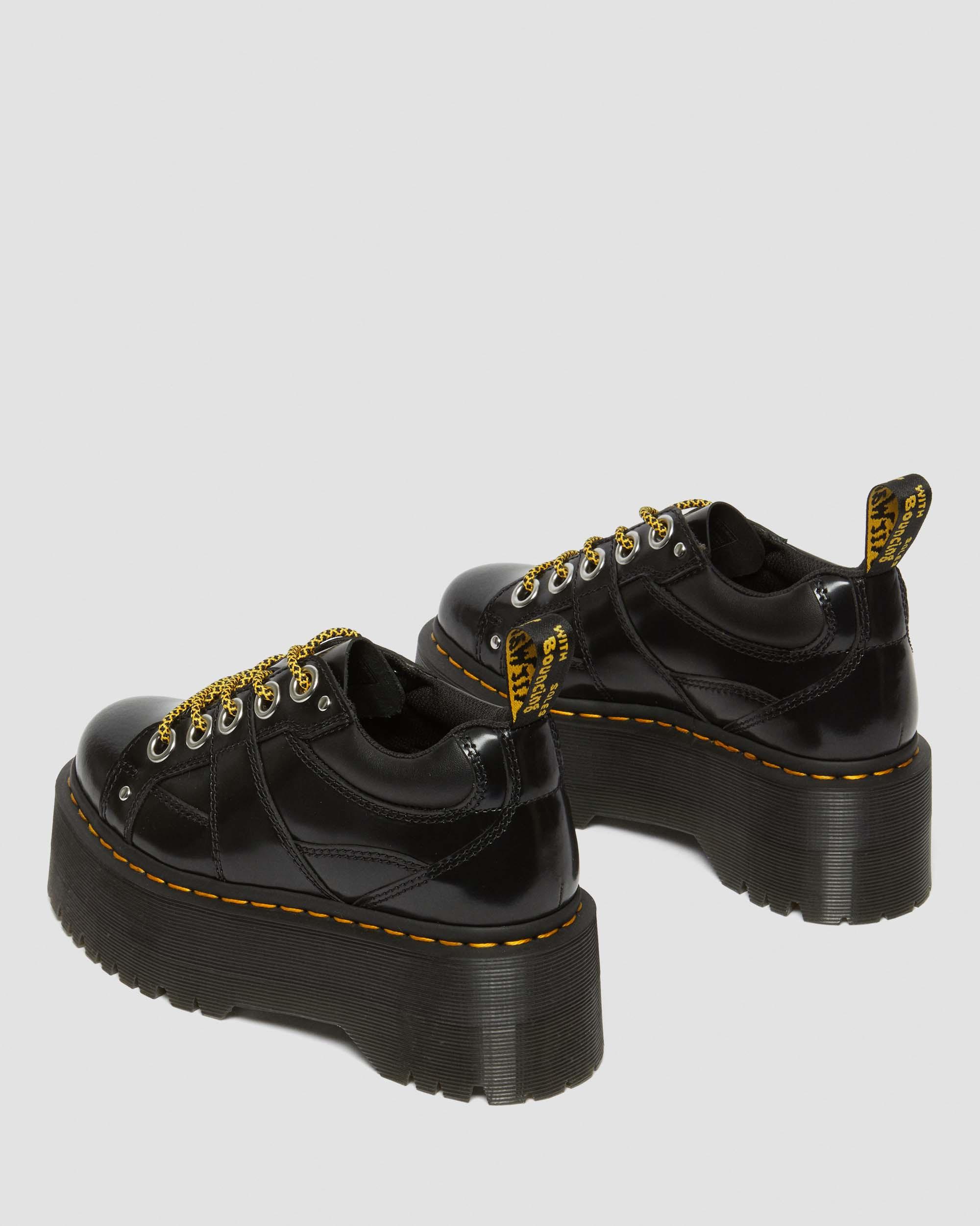 5-Eye Max Buttero Leather Platform Shoes in Black