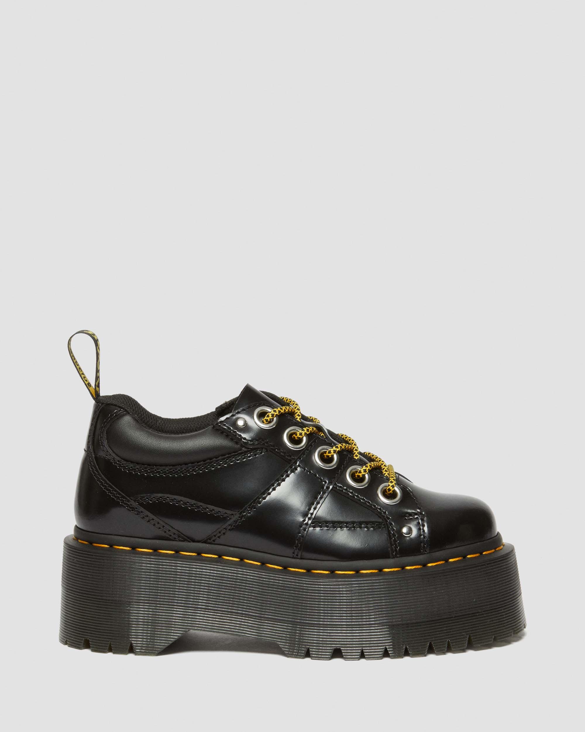 5-Eye Max Buttero Leather Platform Shoes in Black