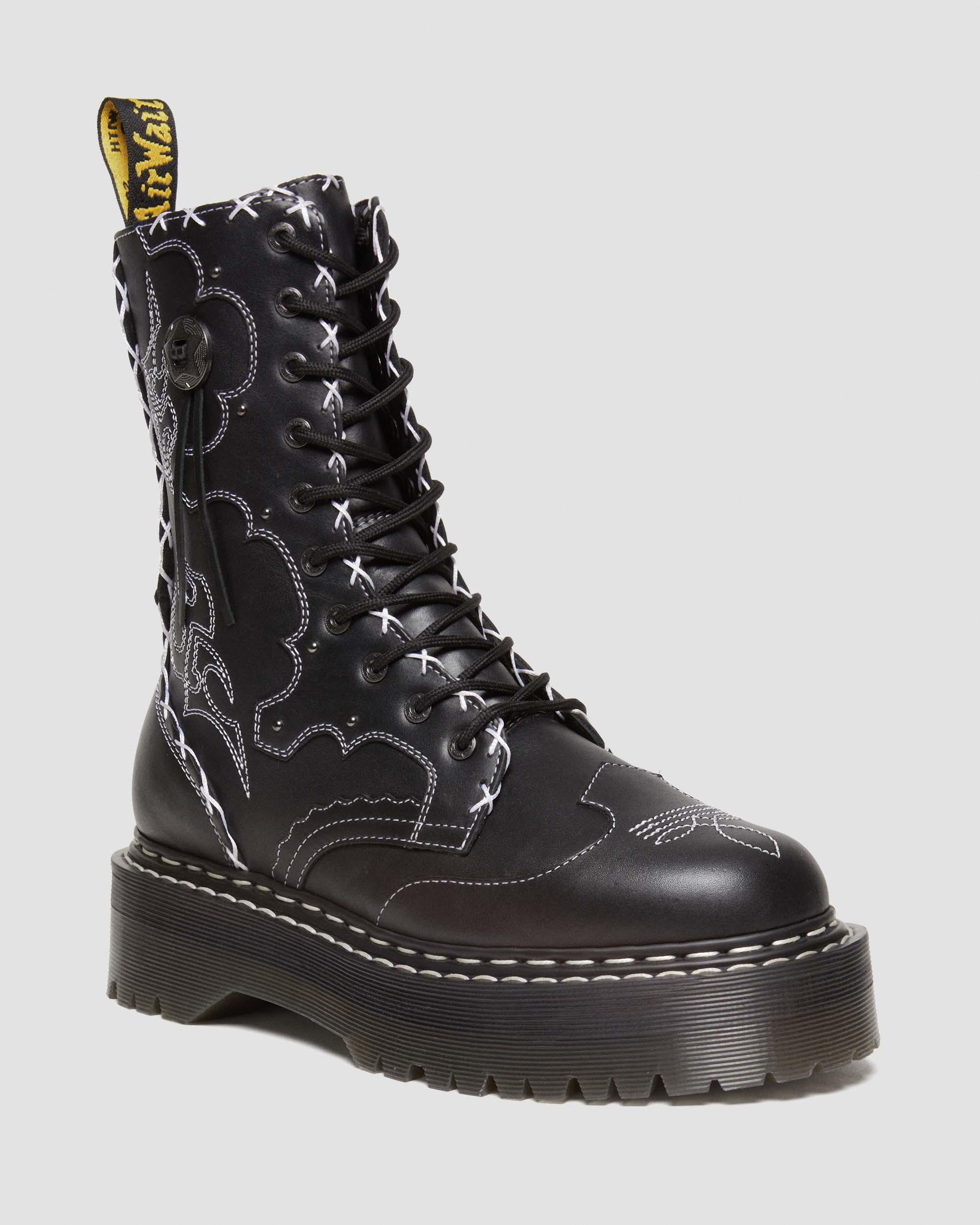 Jadon Hi Boot Gothic Americana Leather Platforms in Black | Dr. Martens