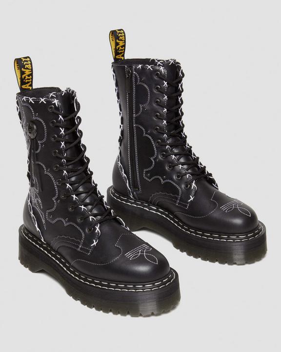 Jadon Hi Boot Gothic Americana Leather Platforms in Black Jadon Hi Boot Gothic Americana Leather Platforms in Black