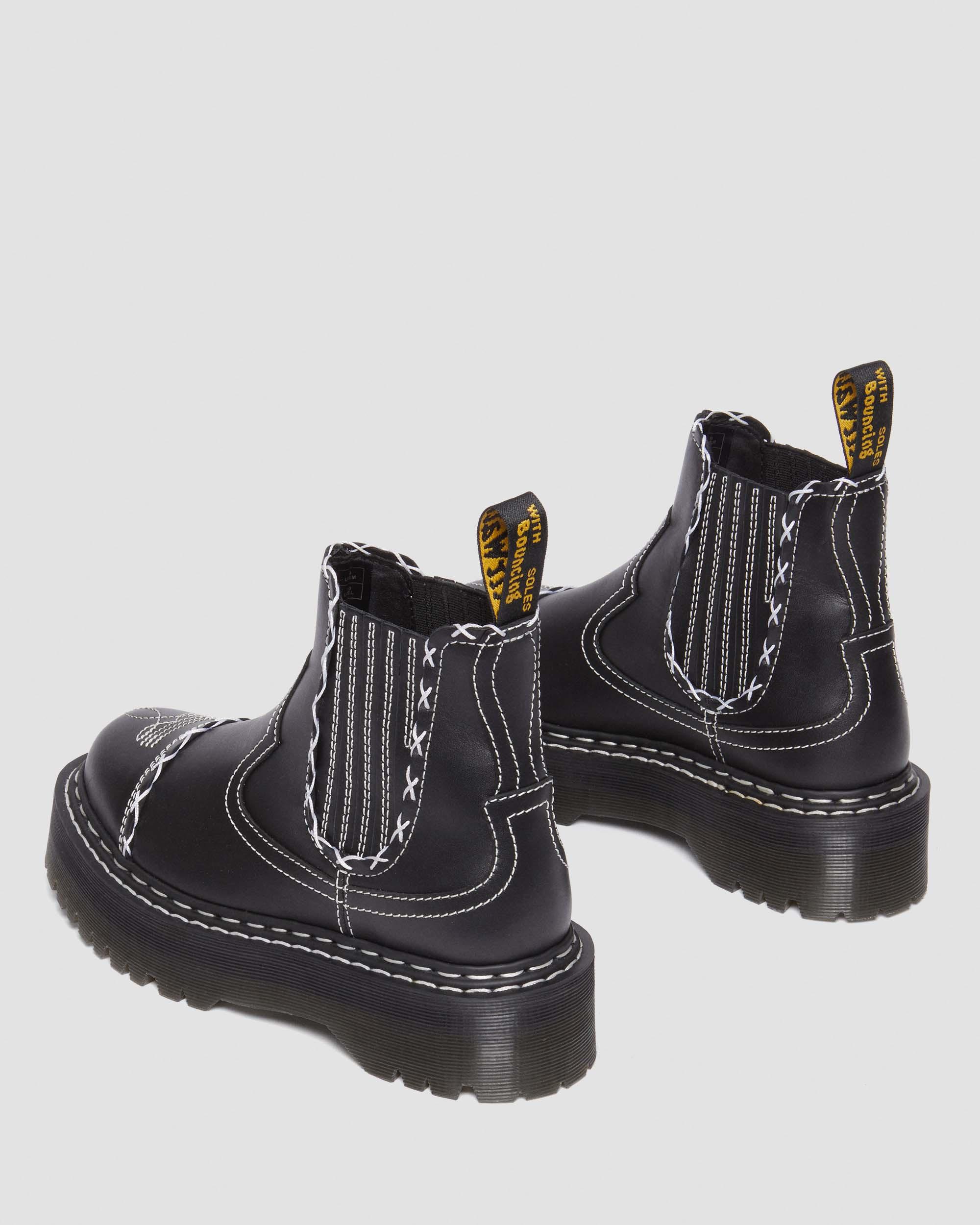 2976 Gothic Americana Leather Platform Chelsea Boots in BLACK | Dr