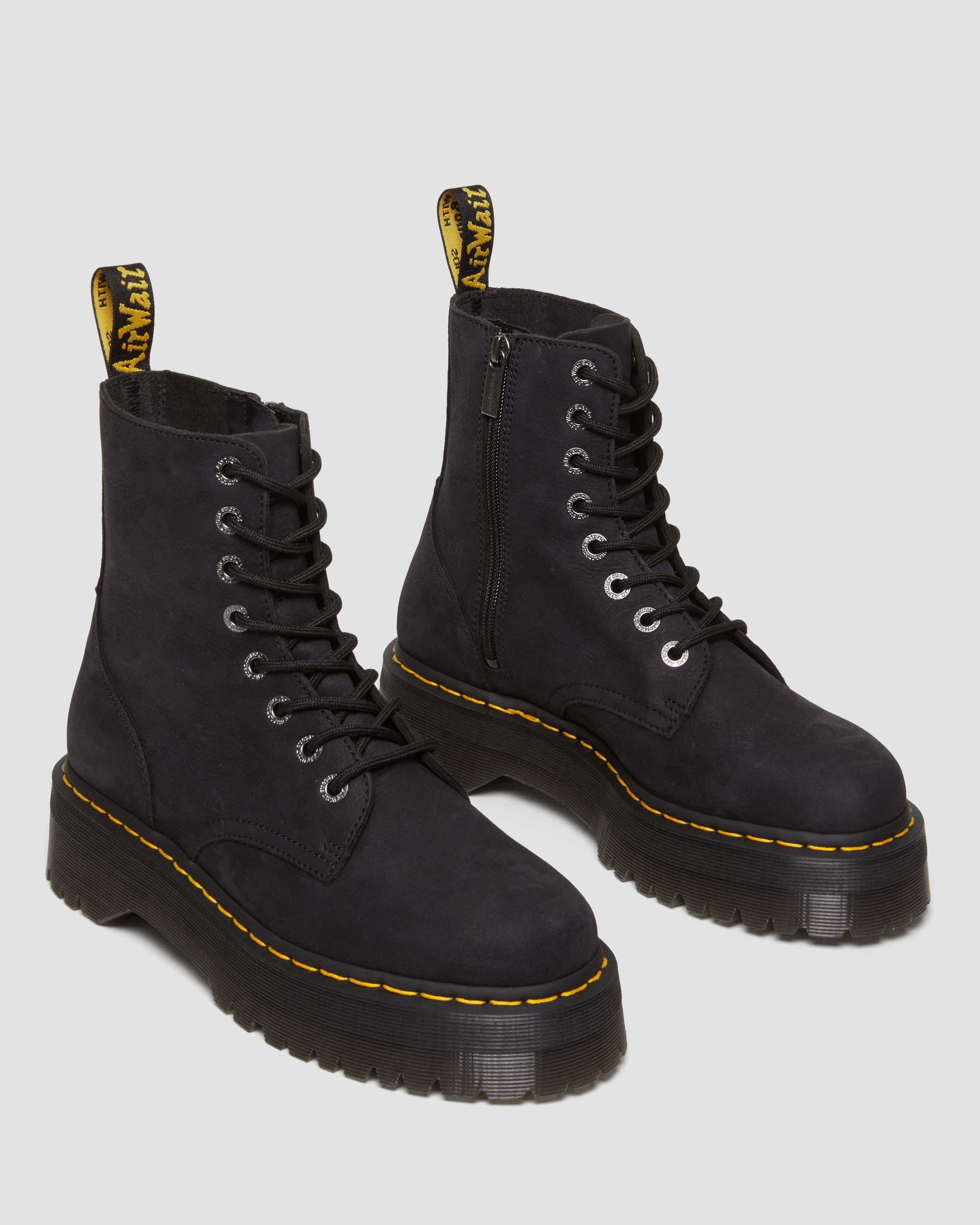 Jadon III Boot Tumbled Nubuck Platforms in CHARCOAL GREY | Dr