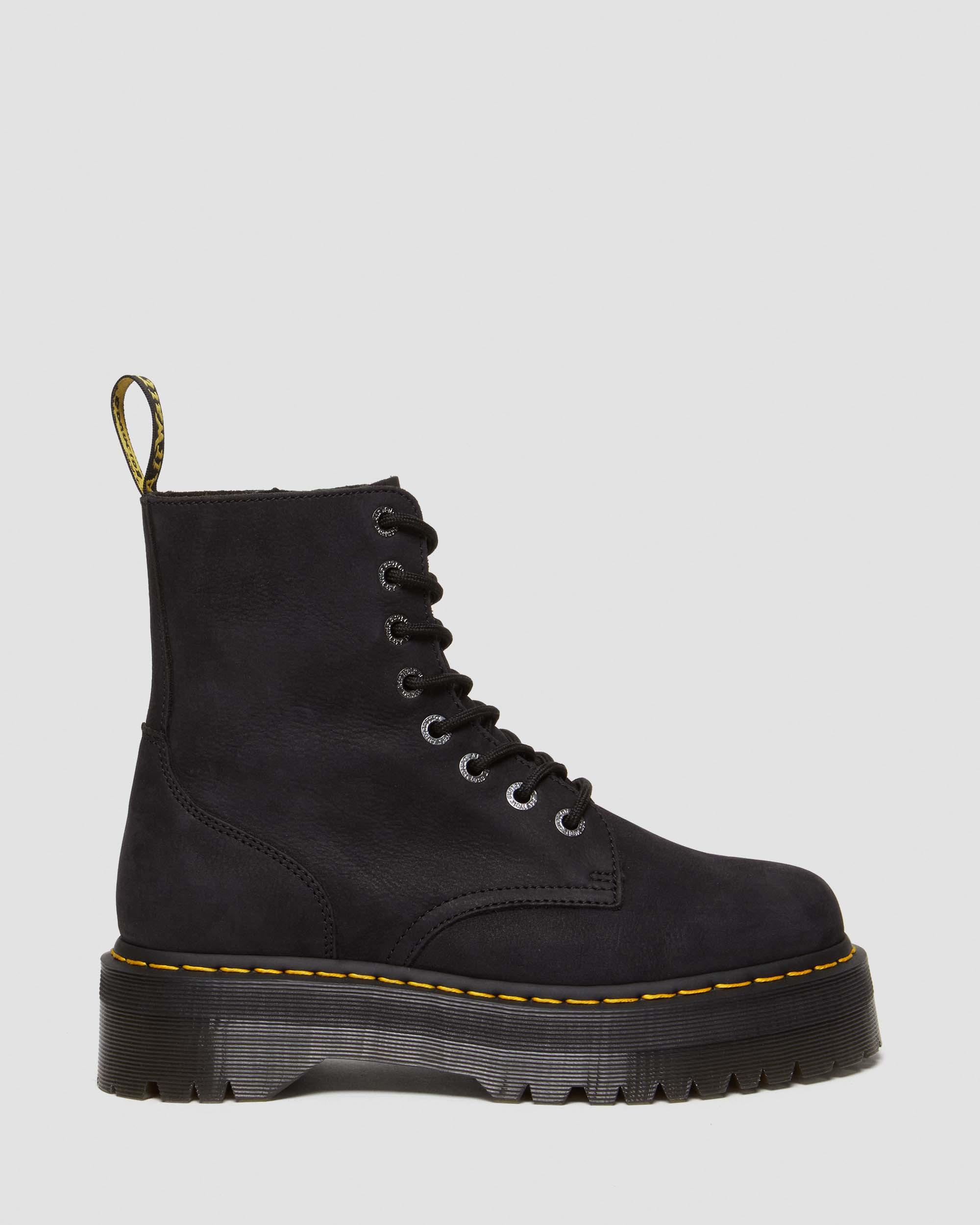 Jadon III Boot Tumbled Nubuck Platforms in CHARCOAL GREY | Dr