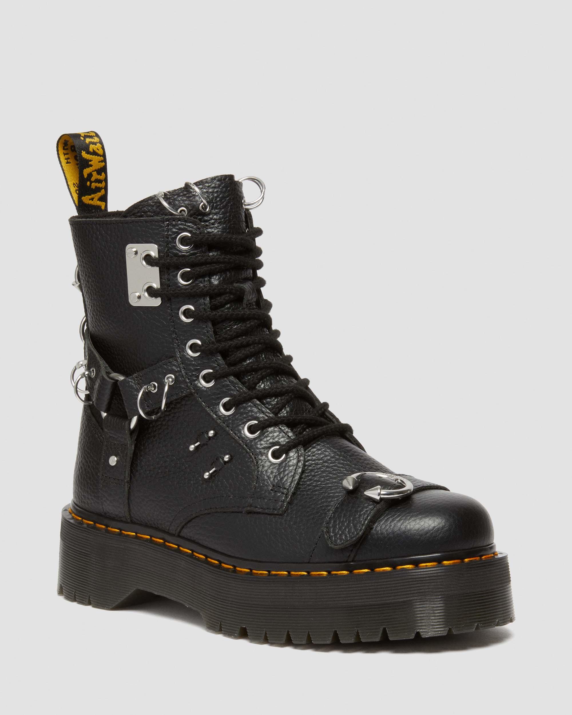 Jadon Piercing Milled Nappa Leather Platform Boots