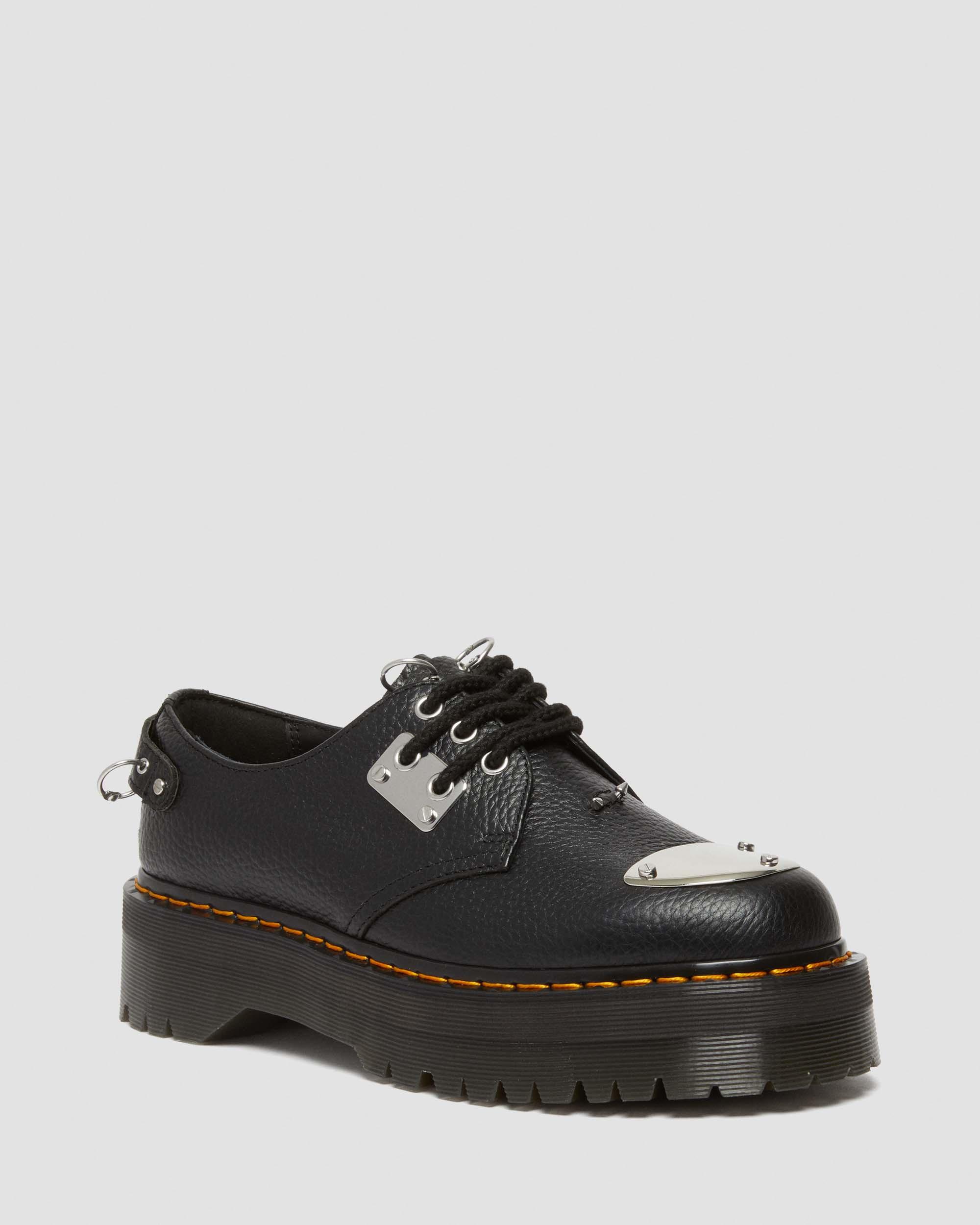Shop Dr. Martens' 1461 Piercing Milled Nappa Leather Platform Shoes In Black