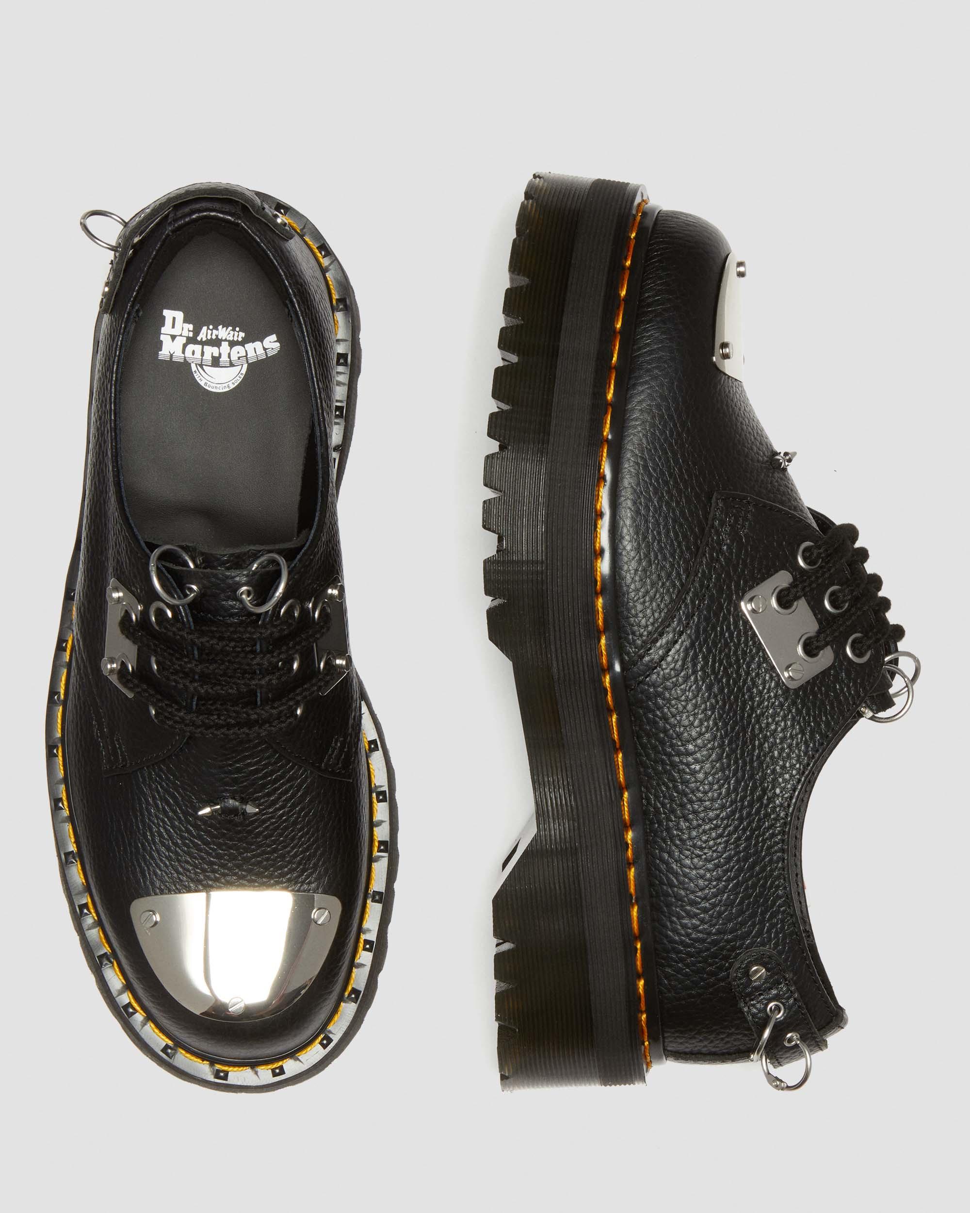 1461 Piercing Milled Nappa Leather Platform Shoes in Black | Dr 