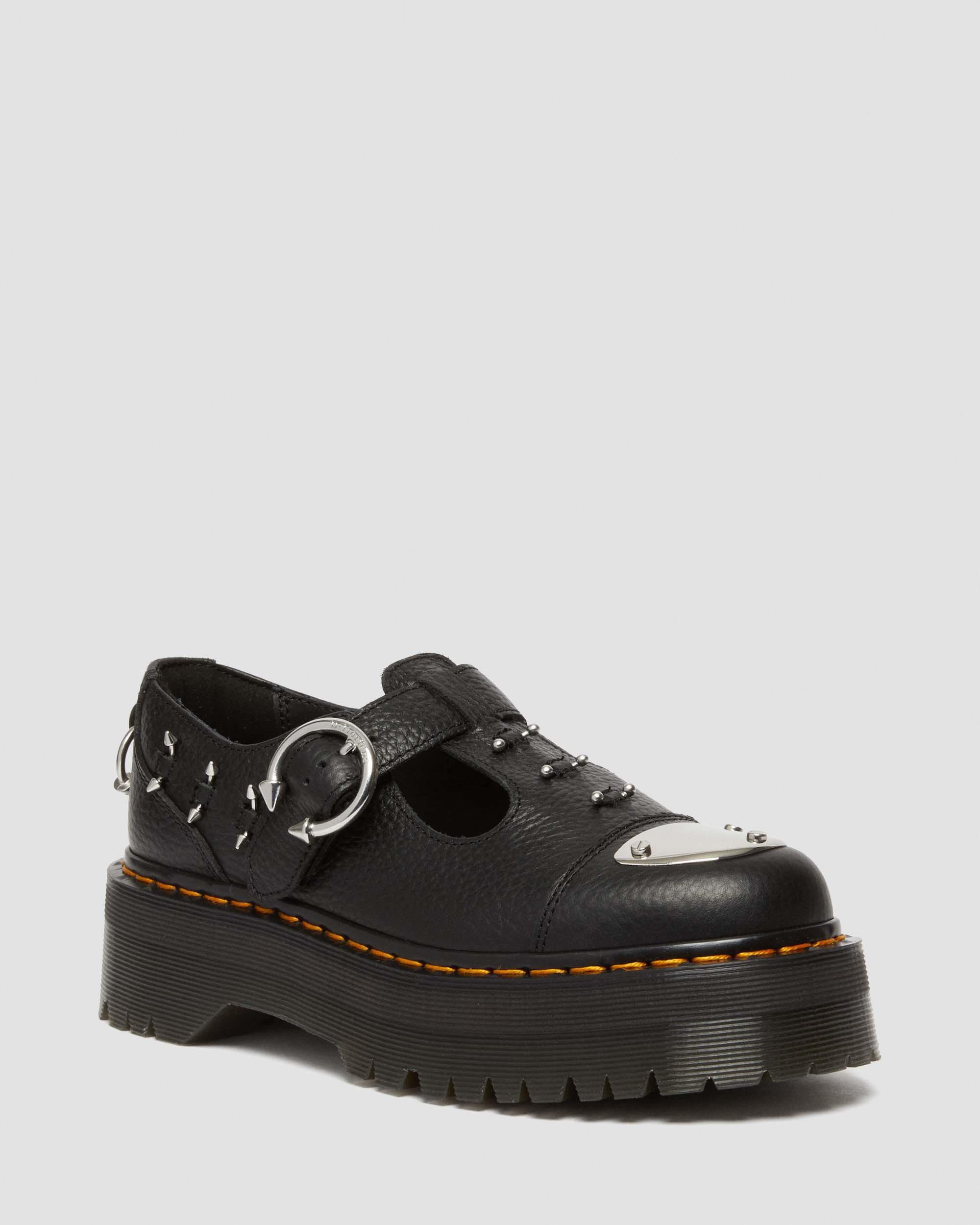 Bethan Piercing Leather Platform Mary Jane Shoes in Black | Dr
