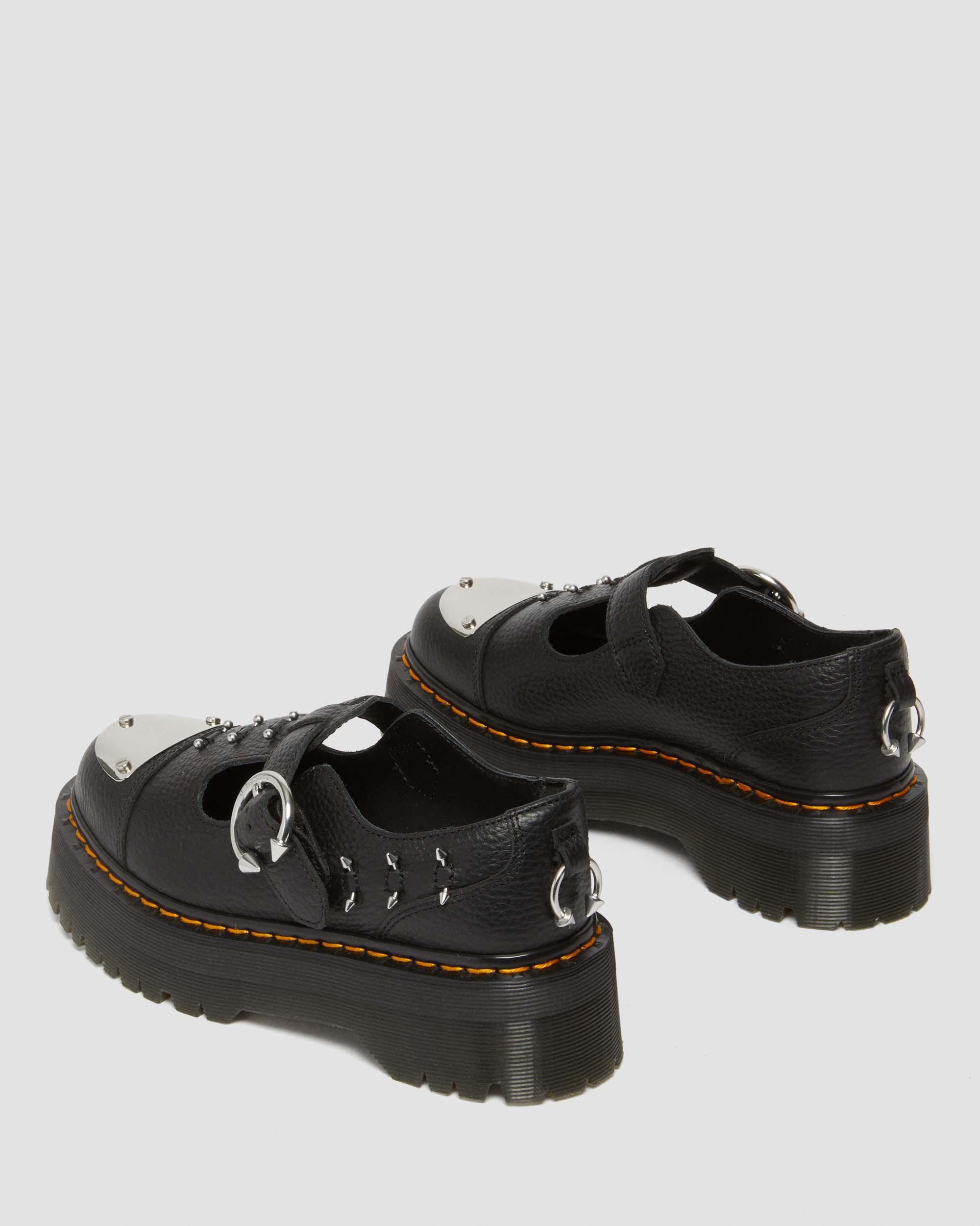 Shop Dr. Martens' Bethan Piercing Leather Platform Mary Jane Shoes In Schwarz/metallic