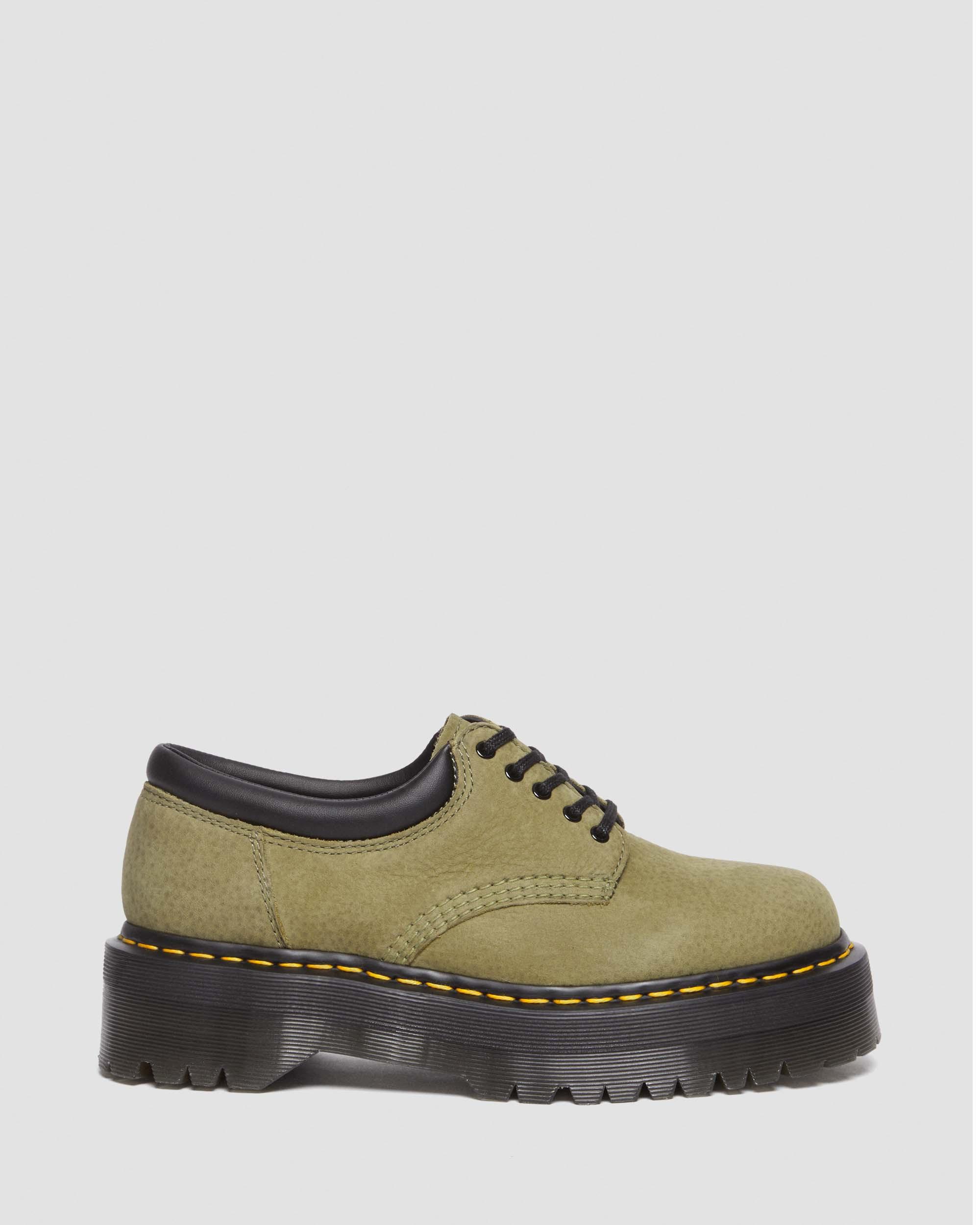 8053 Tumbled Nubuck Leather Platform Shoes in Muted Olive