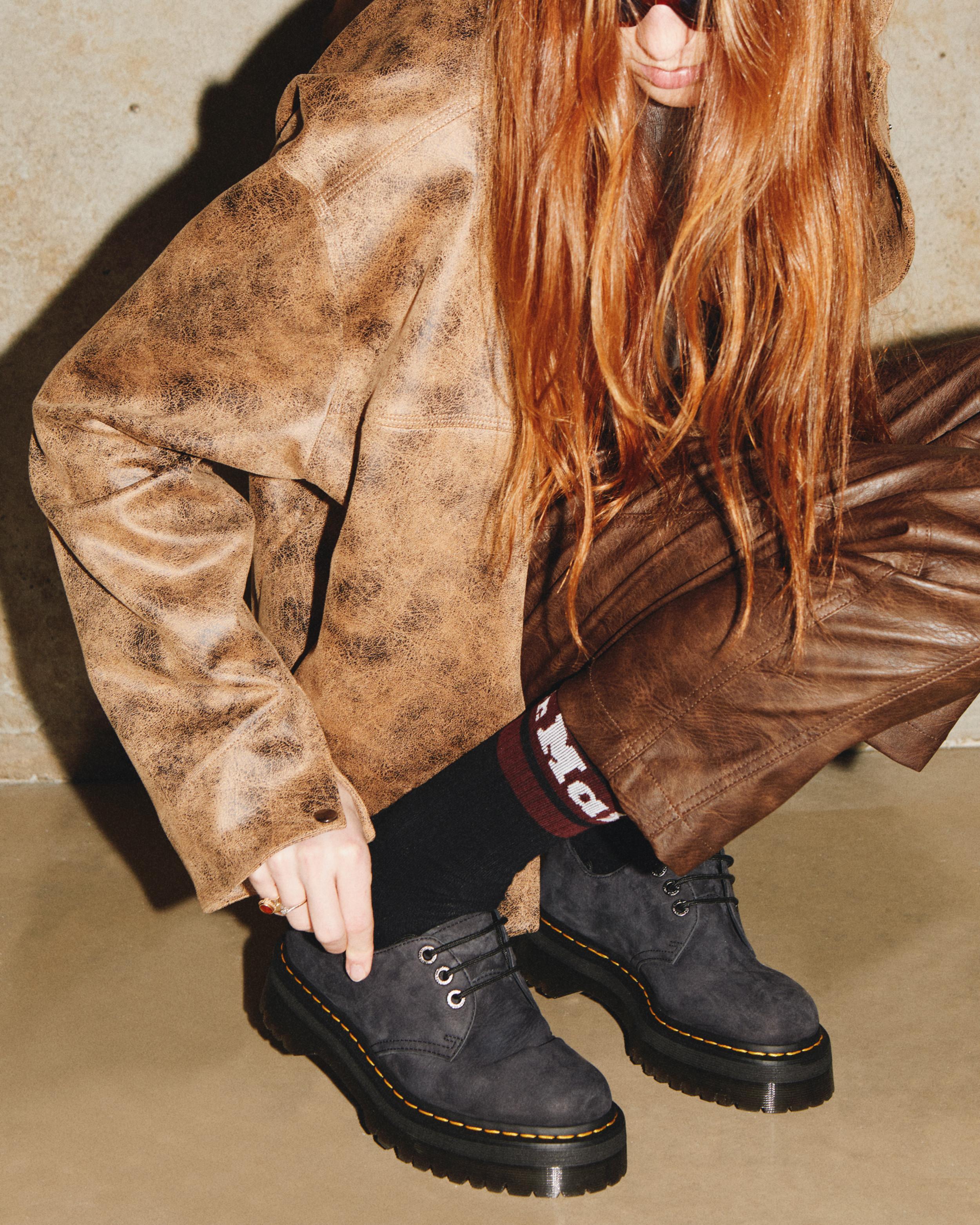 1461 Quad Leather platform shoes in CHARCOAL GREY | Dr. Martens™