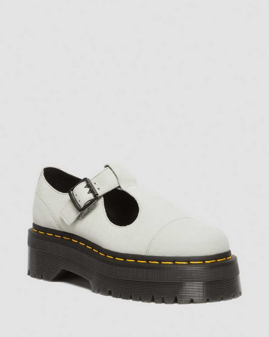 Dr. Martens' Bethan Tumbled Nubuck Leather Platform Mary Jane Shoes In Cream,green