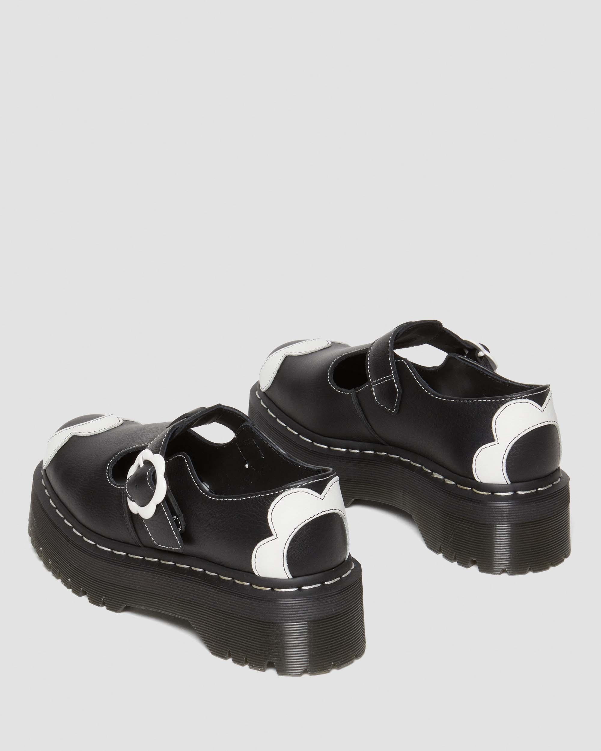Shop Dr. Martens' Bethan Pisa Leather Platform Mary Jane Shoes In Black,white