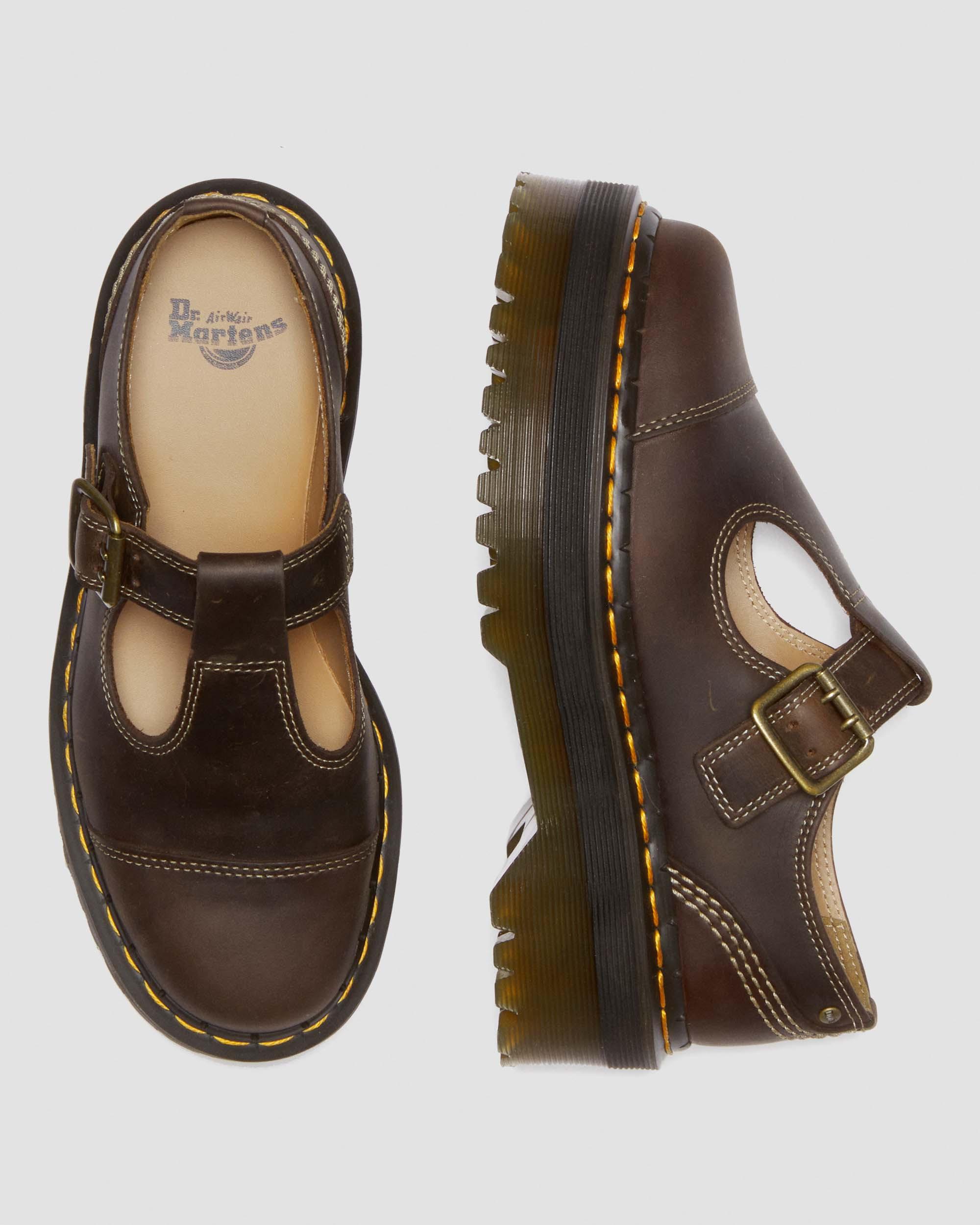 Bethan Arc Crazy Horse Leather Platform Mary Jane Shoes in DARK