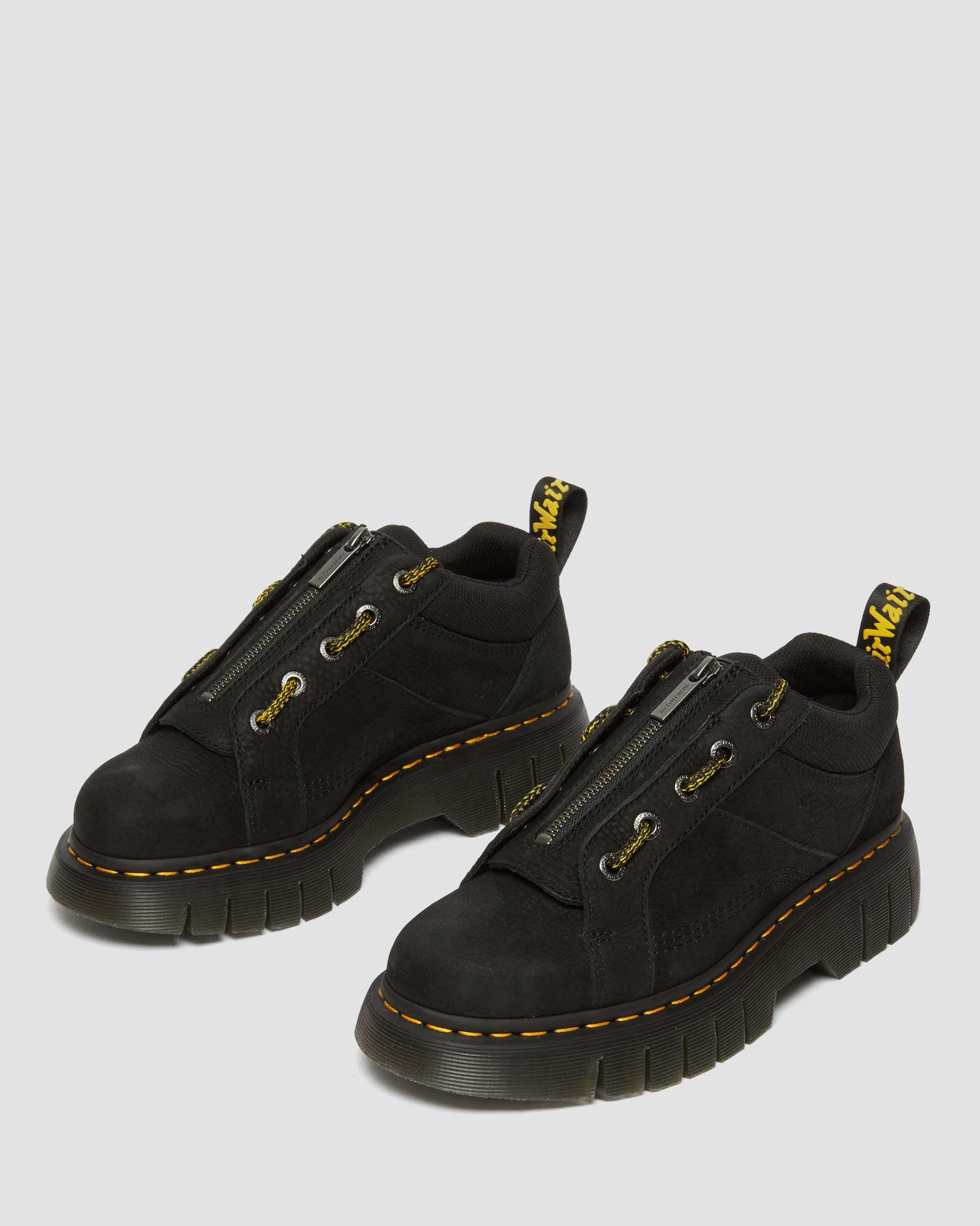 Woodard Tumbled Nubuck Leather Zip Shoes in Black