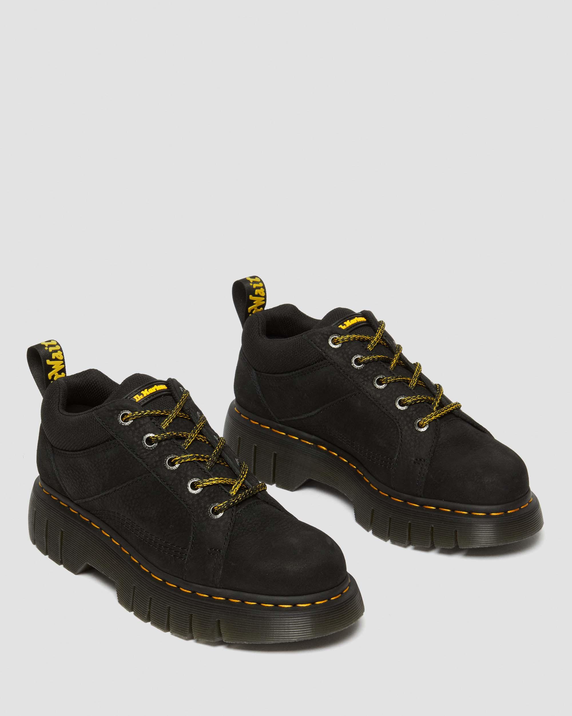 Woodard Tumbled Nubuck Leather Zip Shoes in Black
