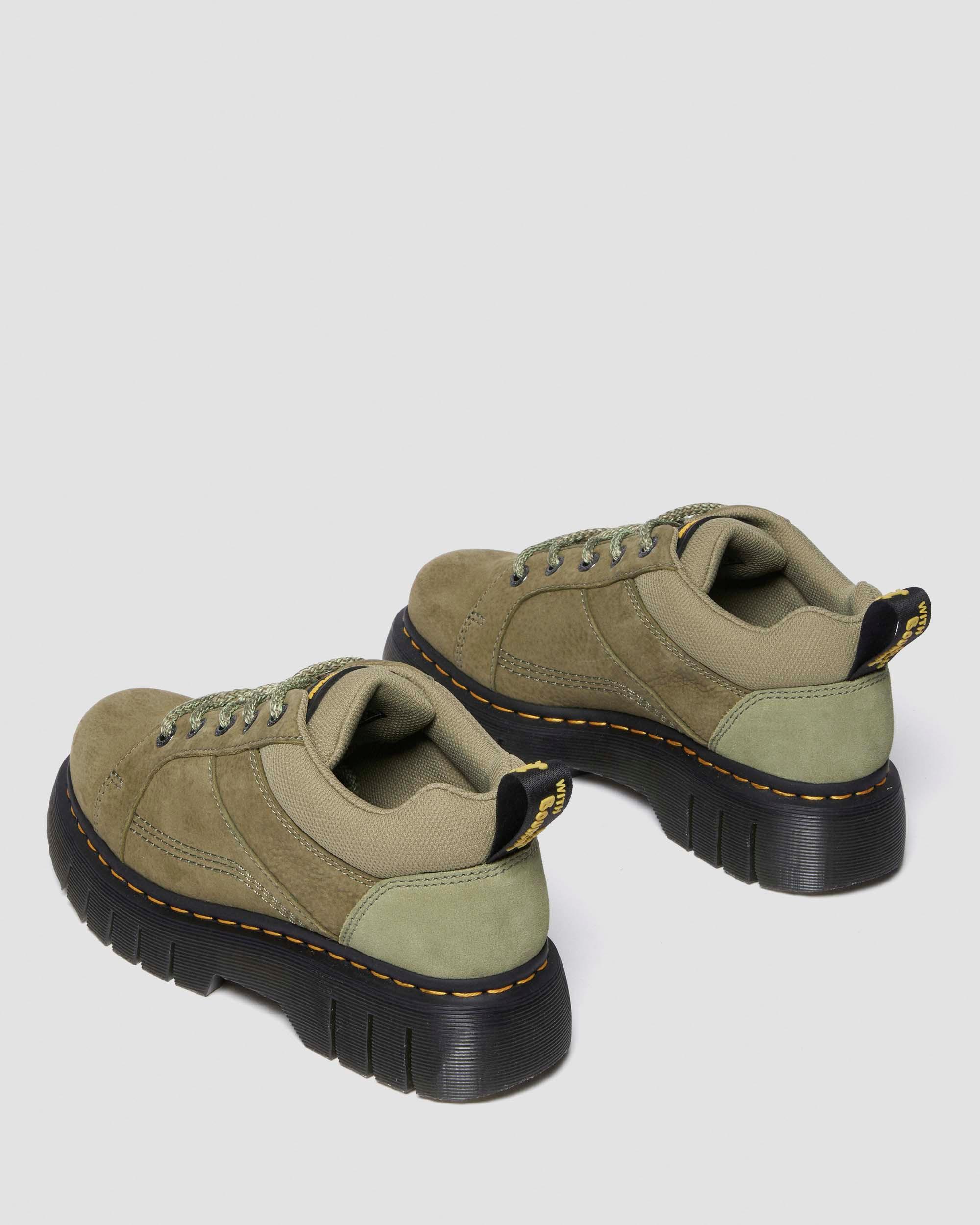 Woodard Tumbled Nubuck Leather Zip Shoes in Muted Olive