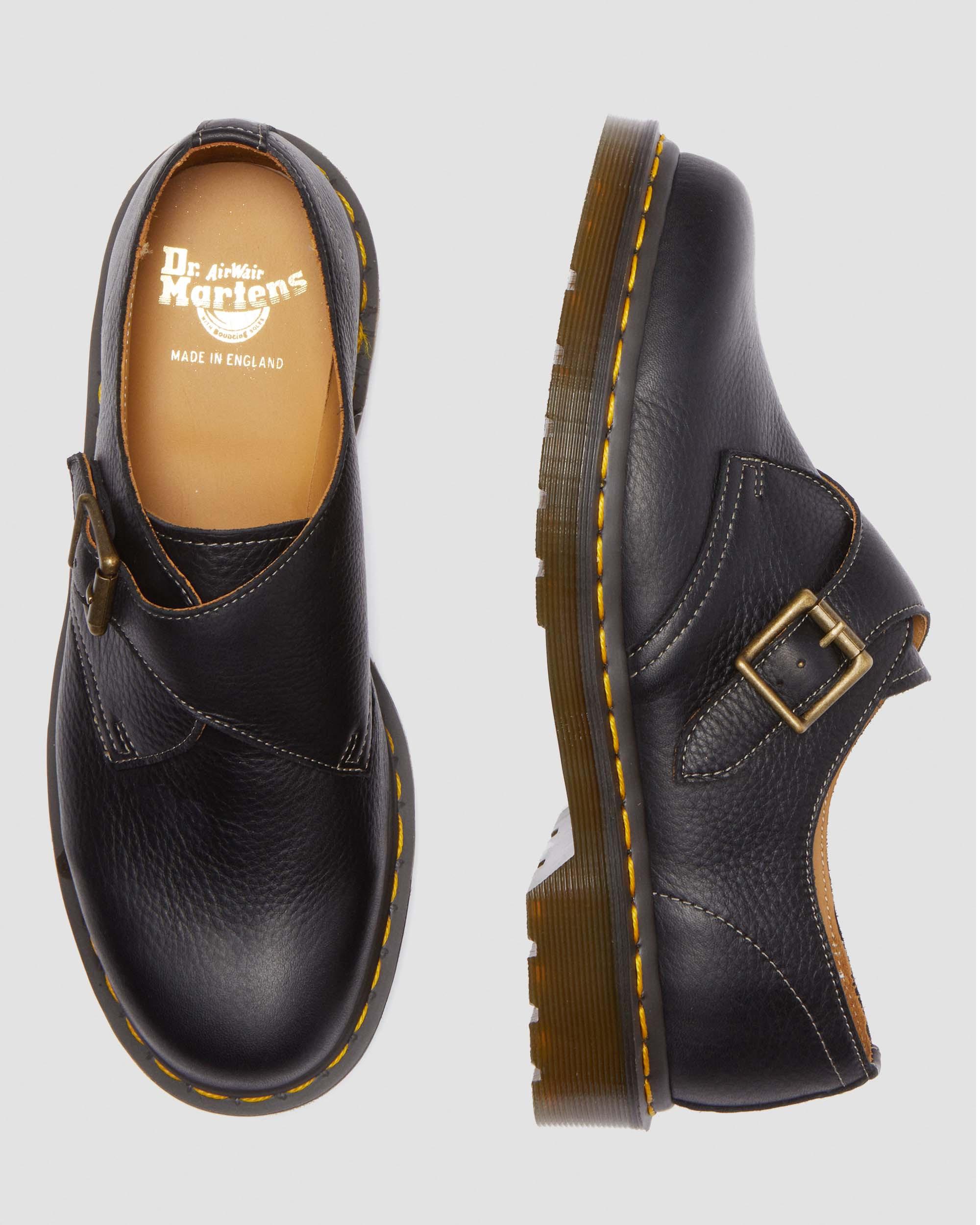 1461 Monk Buckle Leather Shoes in Black | Dr. Martens