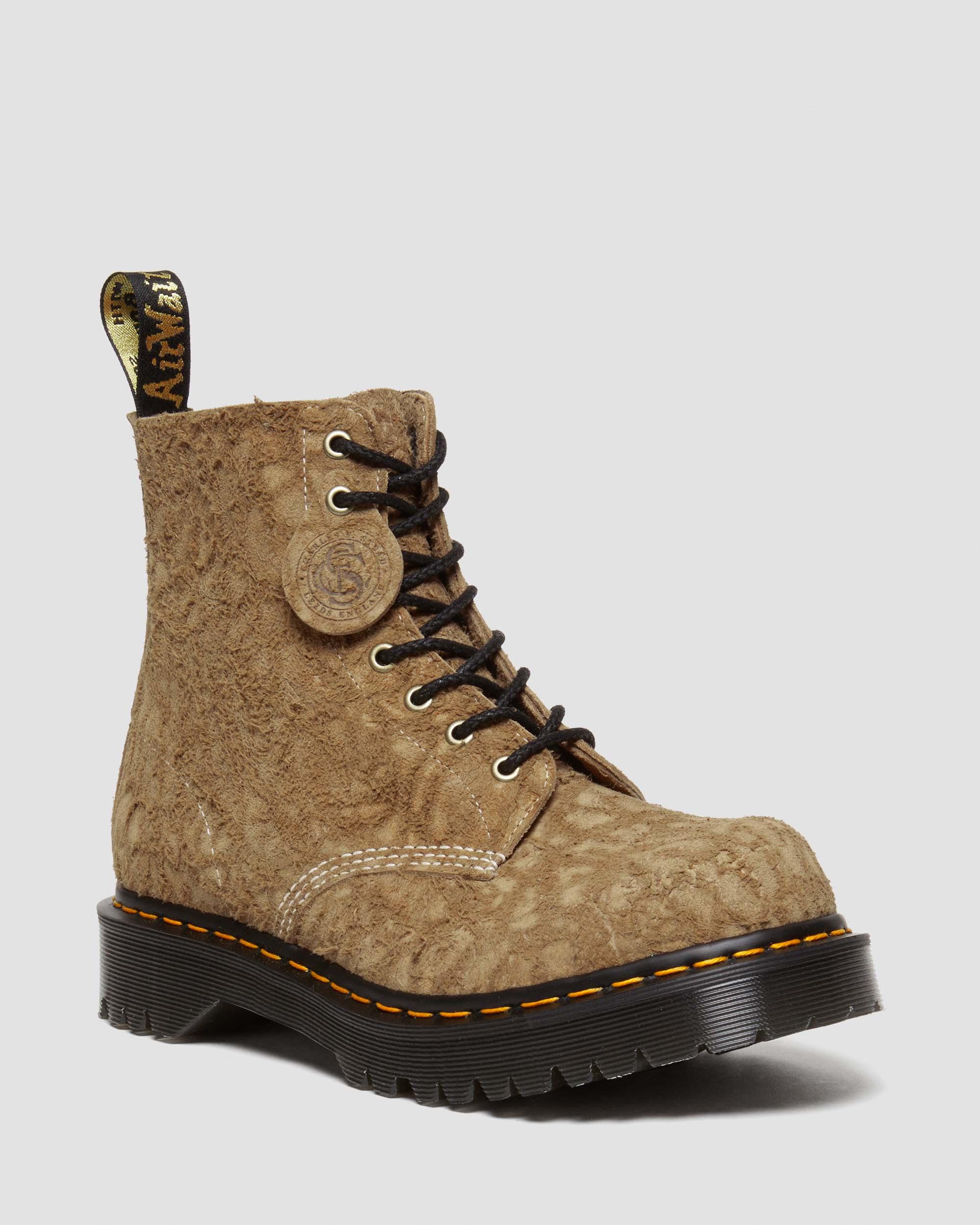 1460 Made in England Emboss Suede Lace Up Boots in SAVANNAH TAN