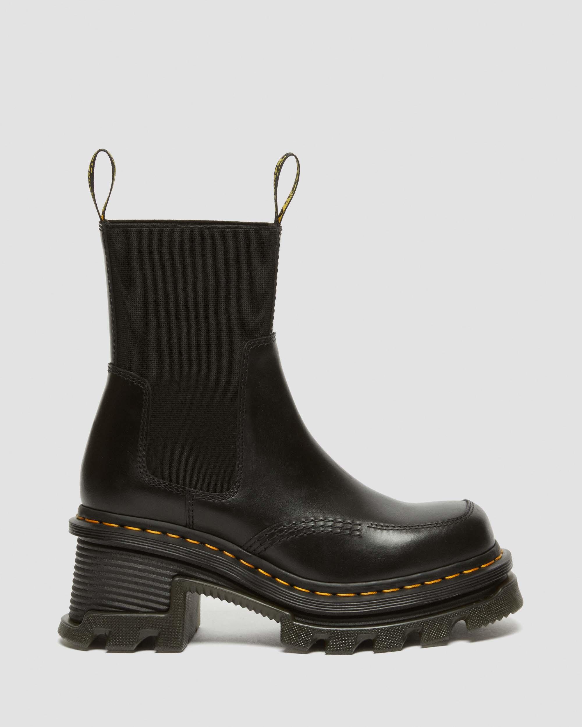 Corran Chelsea Atlas Leather Heeled Boots, Black | Dr. Martens