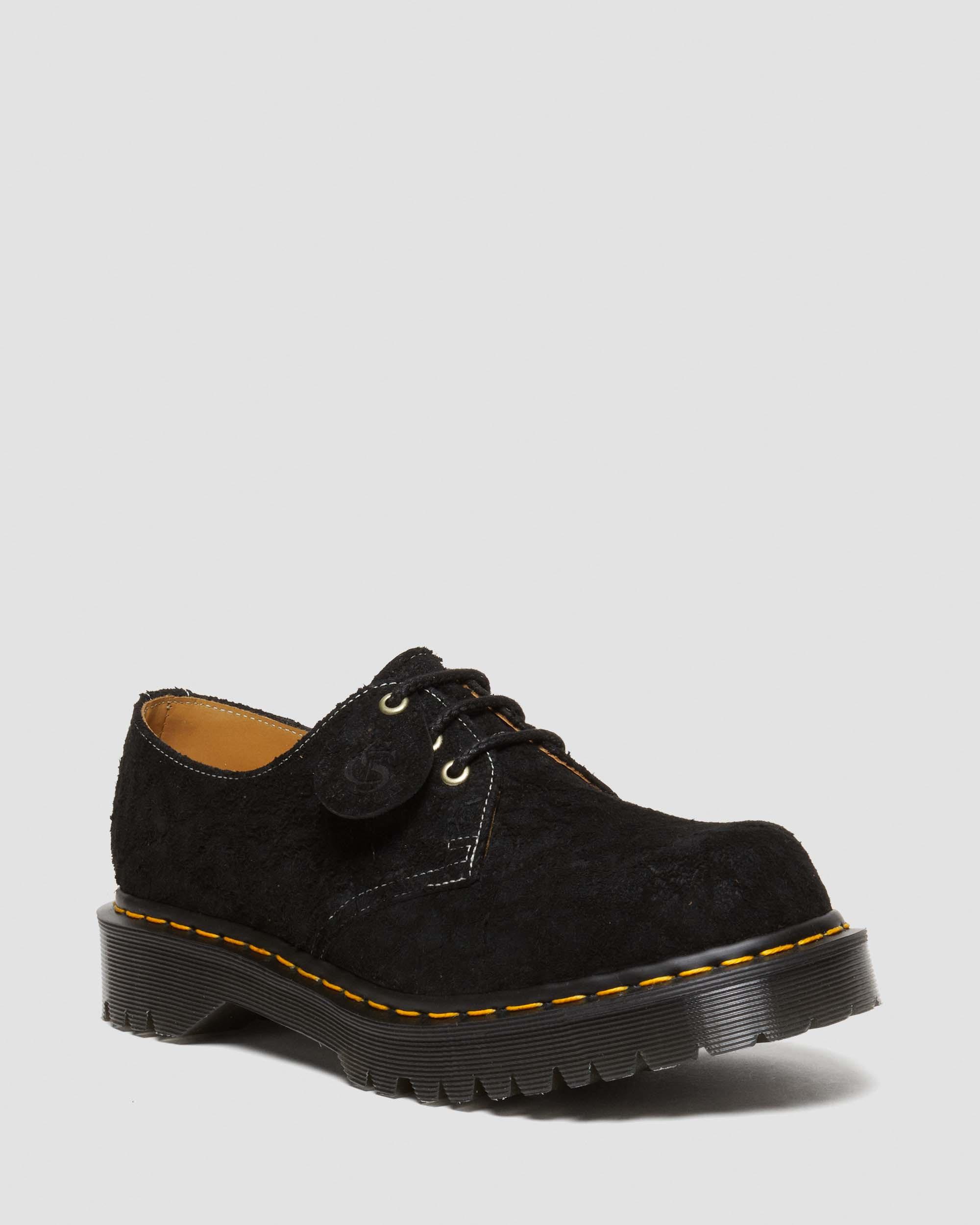 1461 Bex Made in England Emboss Suede Oxford Shoes in BLACK | Dr