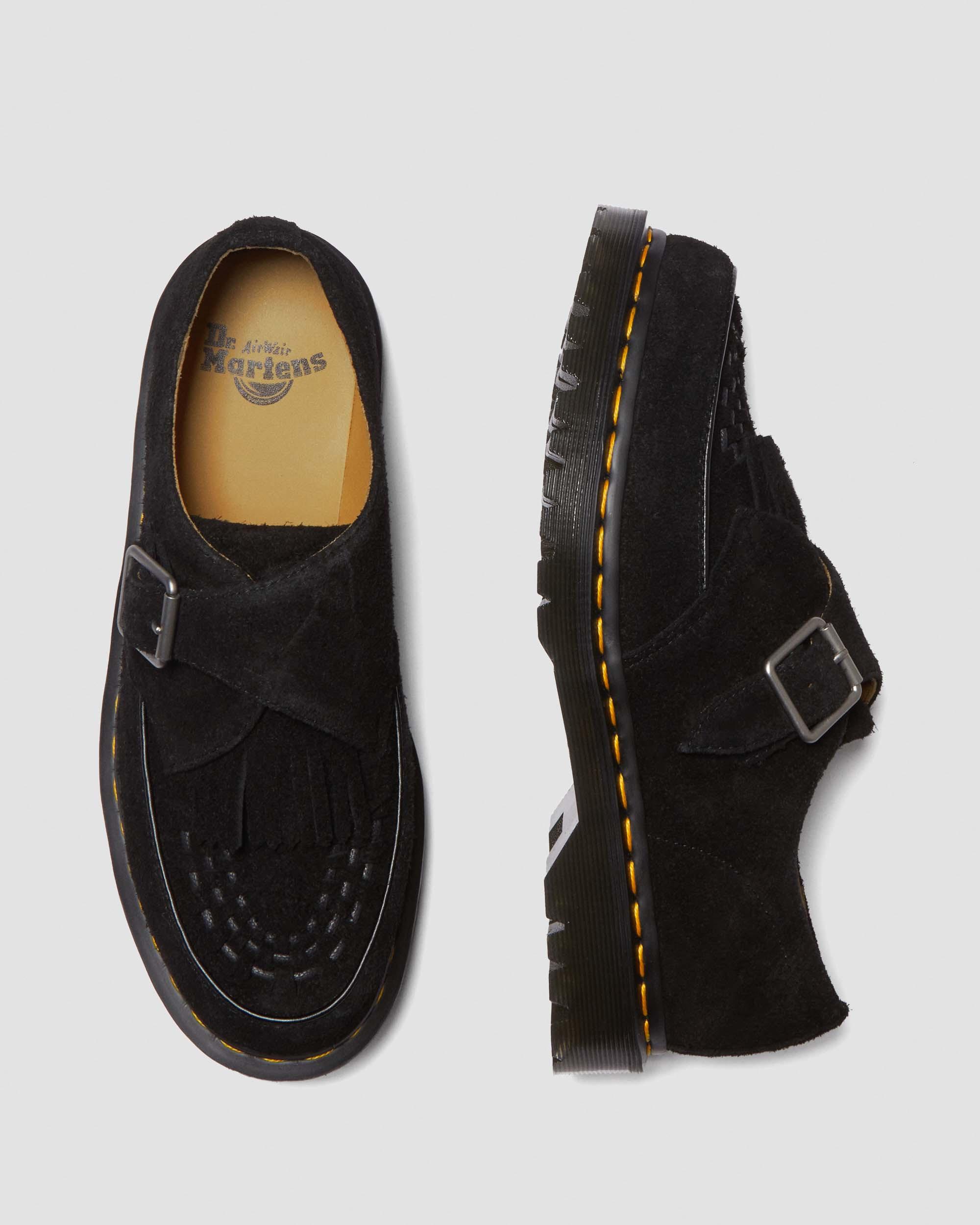 Zapatos Creepers Ramsey de ante con hebillas y flecos in Negro