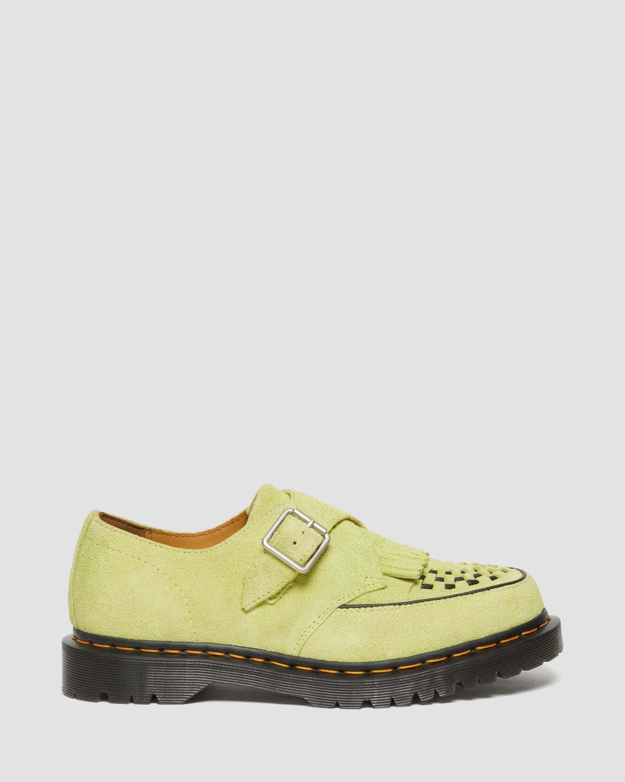 Zapatos Creepers Ramsey de ante con hebillas y flecos in Lime Green