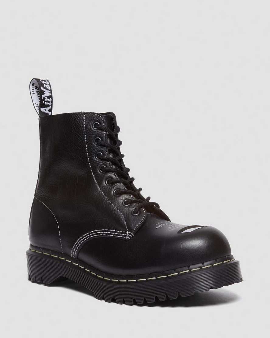 Dr. Martens 1460 Pascal Bex Steel Toe Leather Lace Up Boots In Black