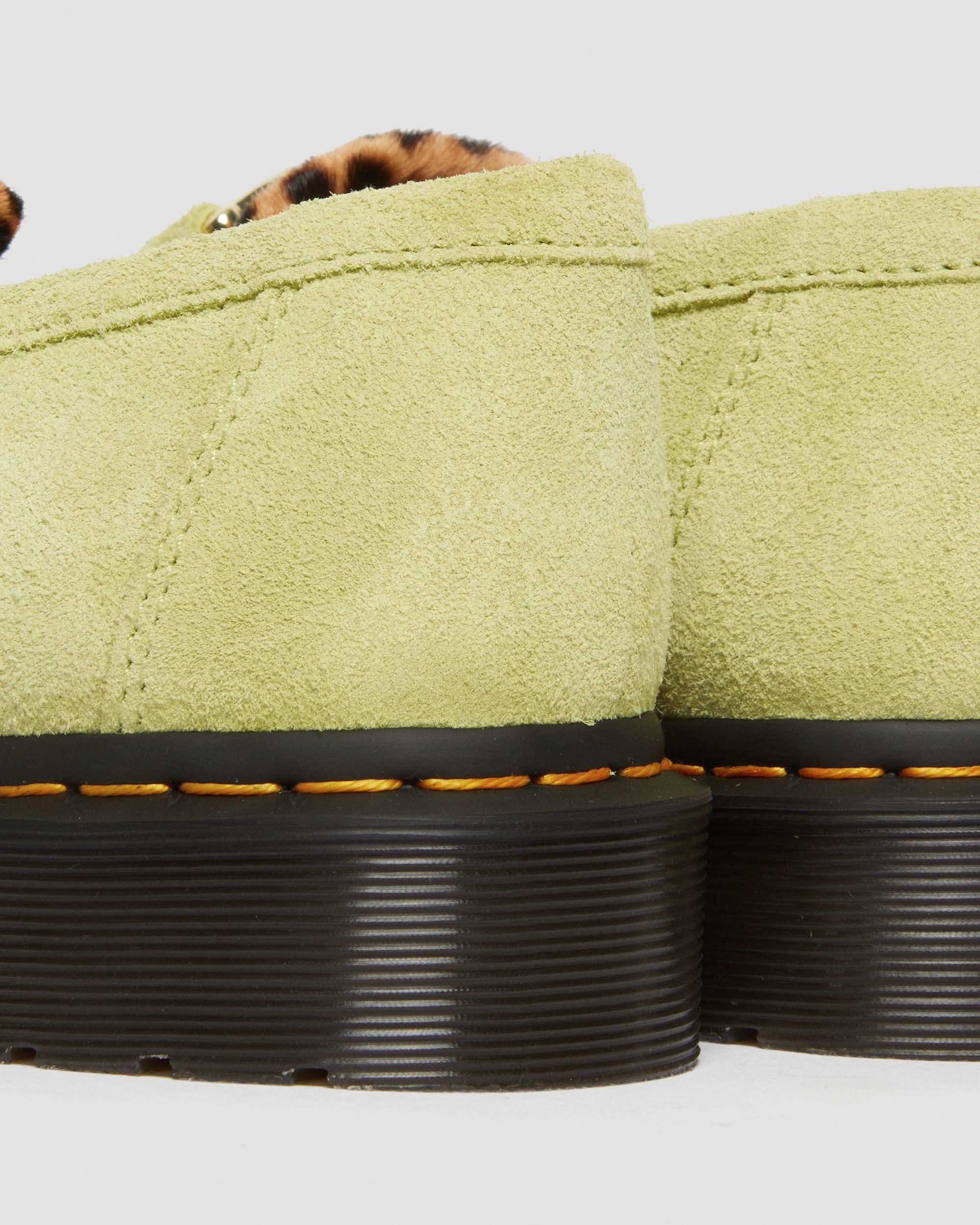 Adrian Suede & Leopard Hair On Snaffle Loafers in Lime Green + Leopard