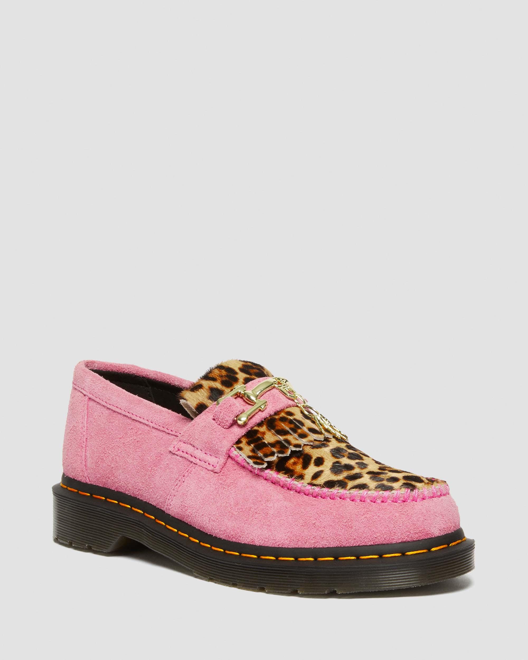 Adrian Hair-On Leopard Snaffle Loafers in Fondant Pink | Dr. Martens