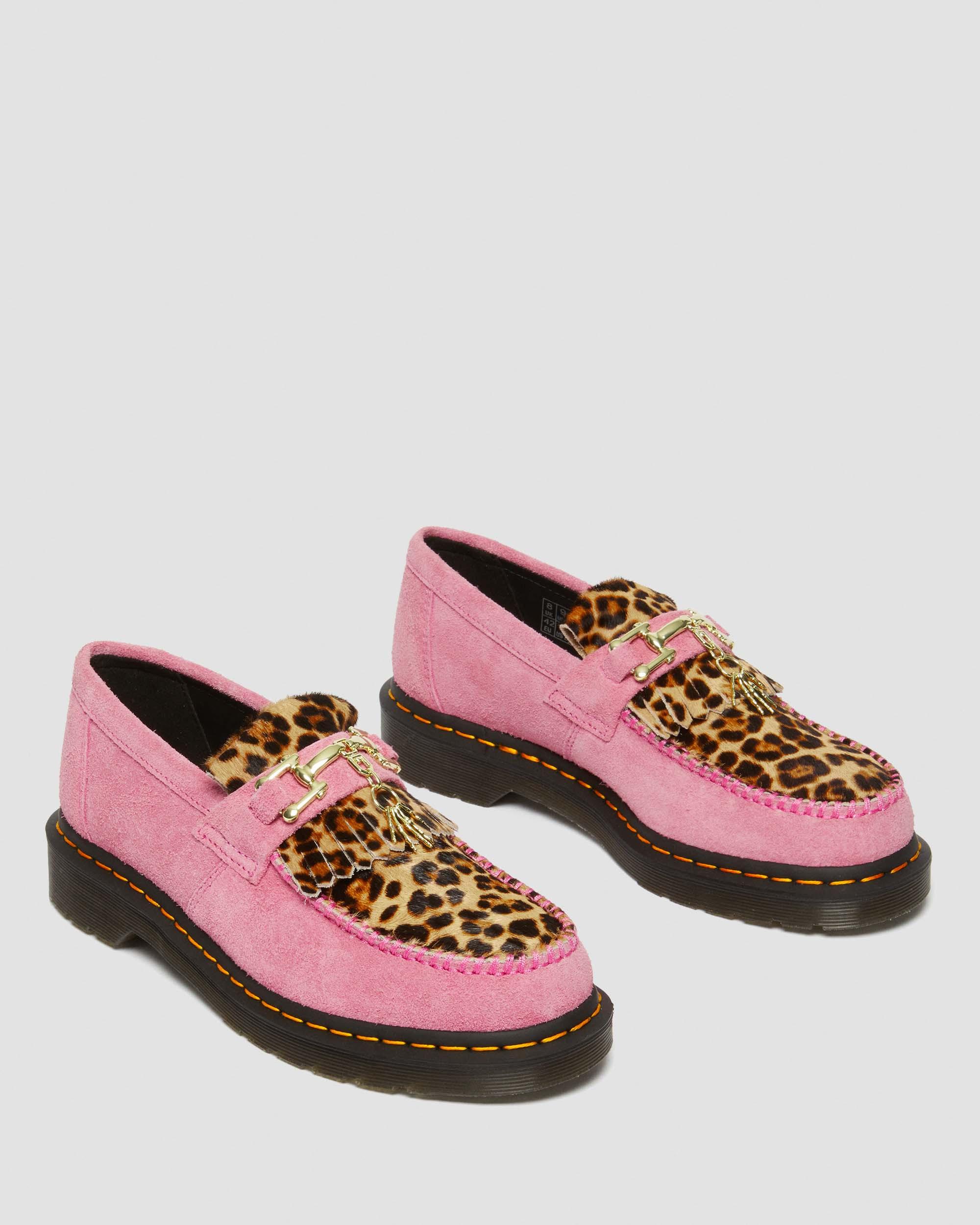 スリッポン/モカシン Dr.Martens ADRIAN SNAFFLE LEOPARD UK6 Adrian Hair-On Leopard Snaffle Loafers in Fondant Pink | Dr. Martens