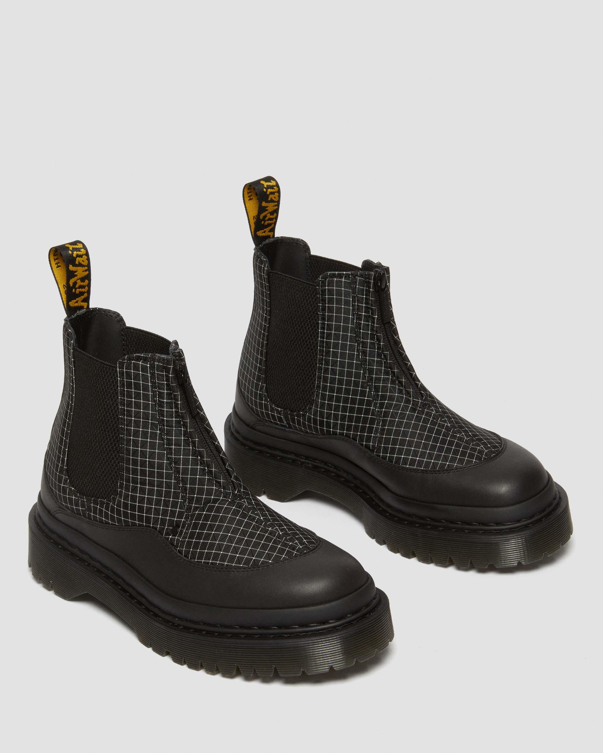 2976 Bex Ripstop Grid Chelsea Boots in BLACK+BLACK+WHITE | Dr