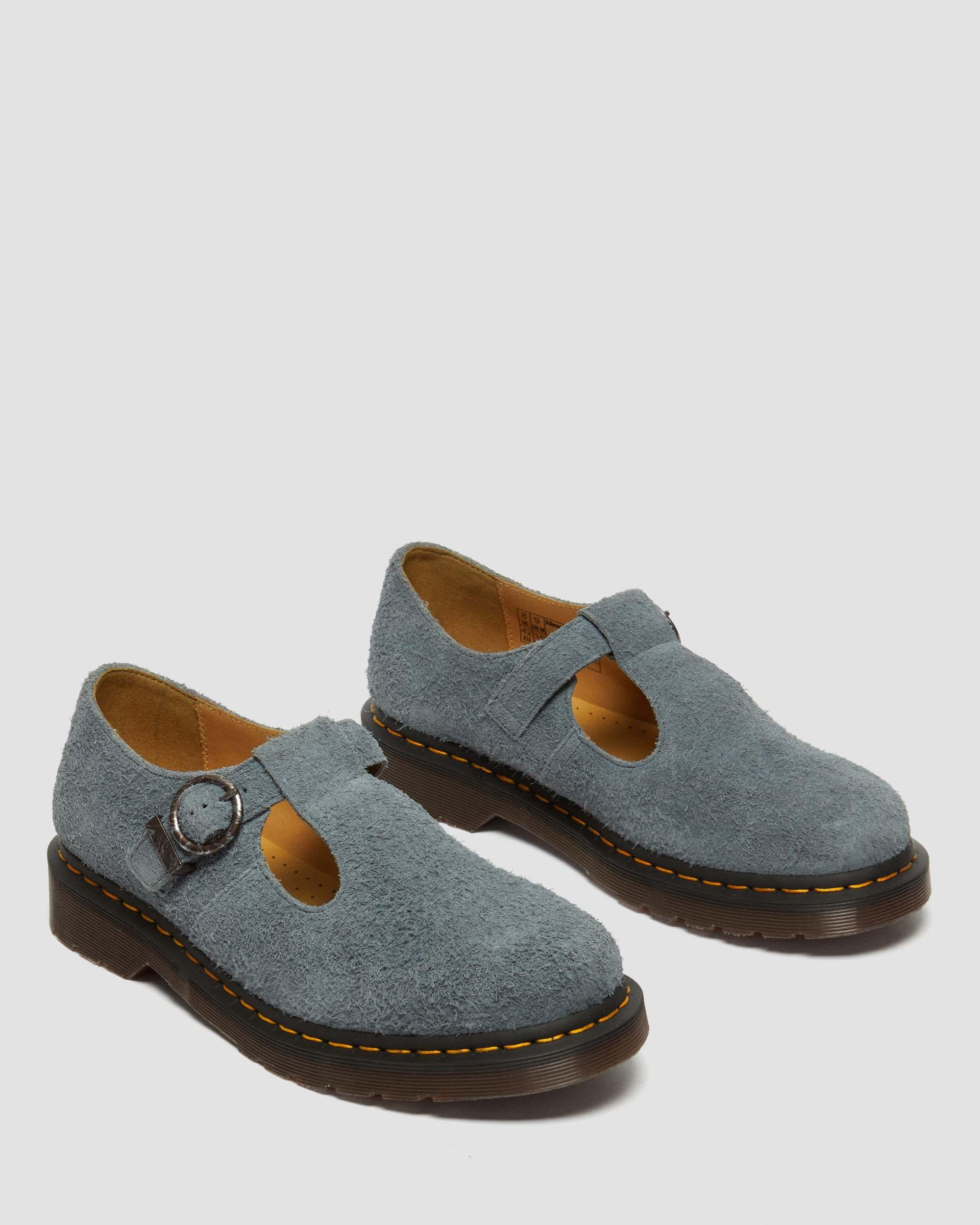 T Bar Napped Leather Shoes in Washed Denim | Dr. Martens