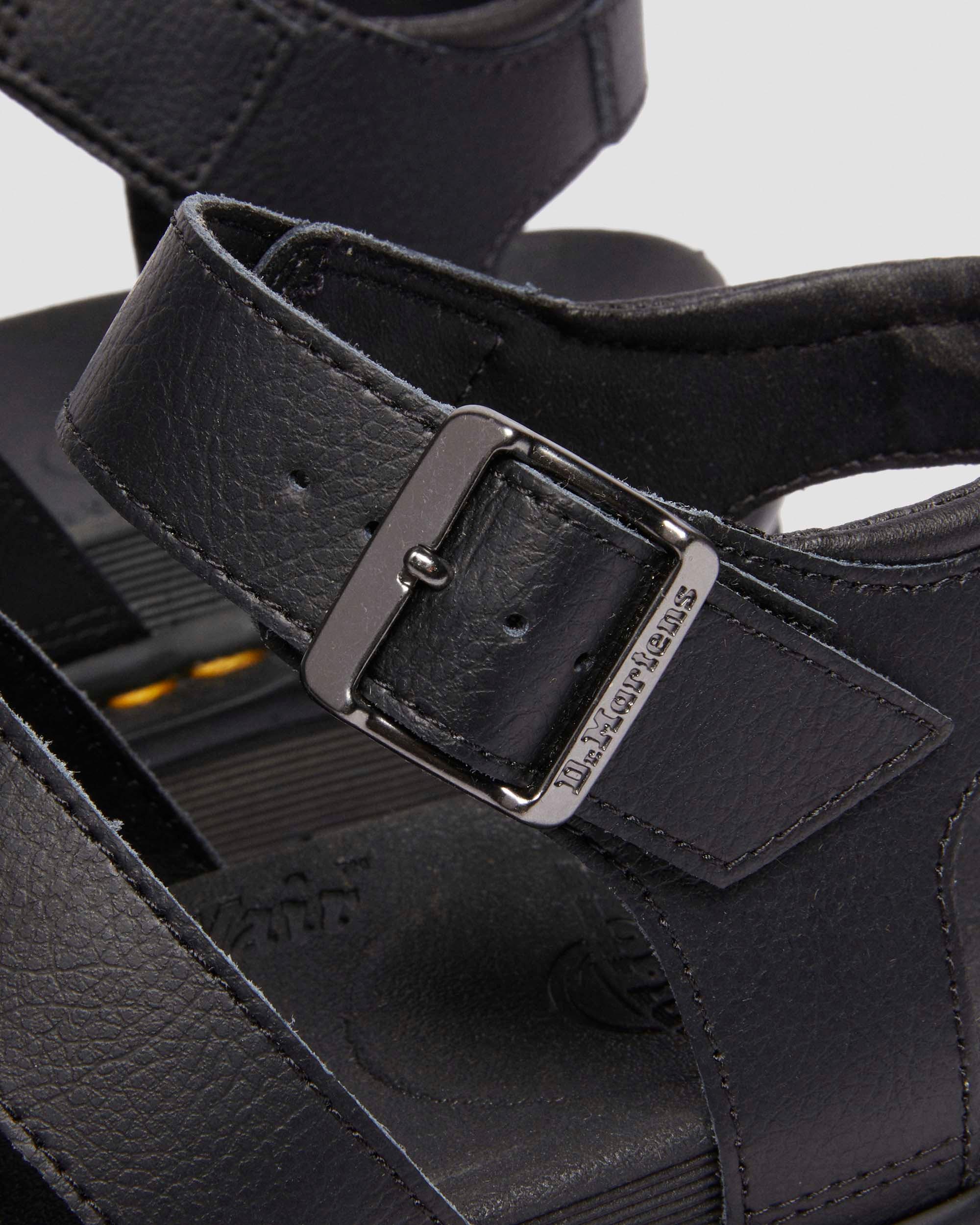 Blaire Athena Leather Strap Sandals in BLACK