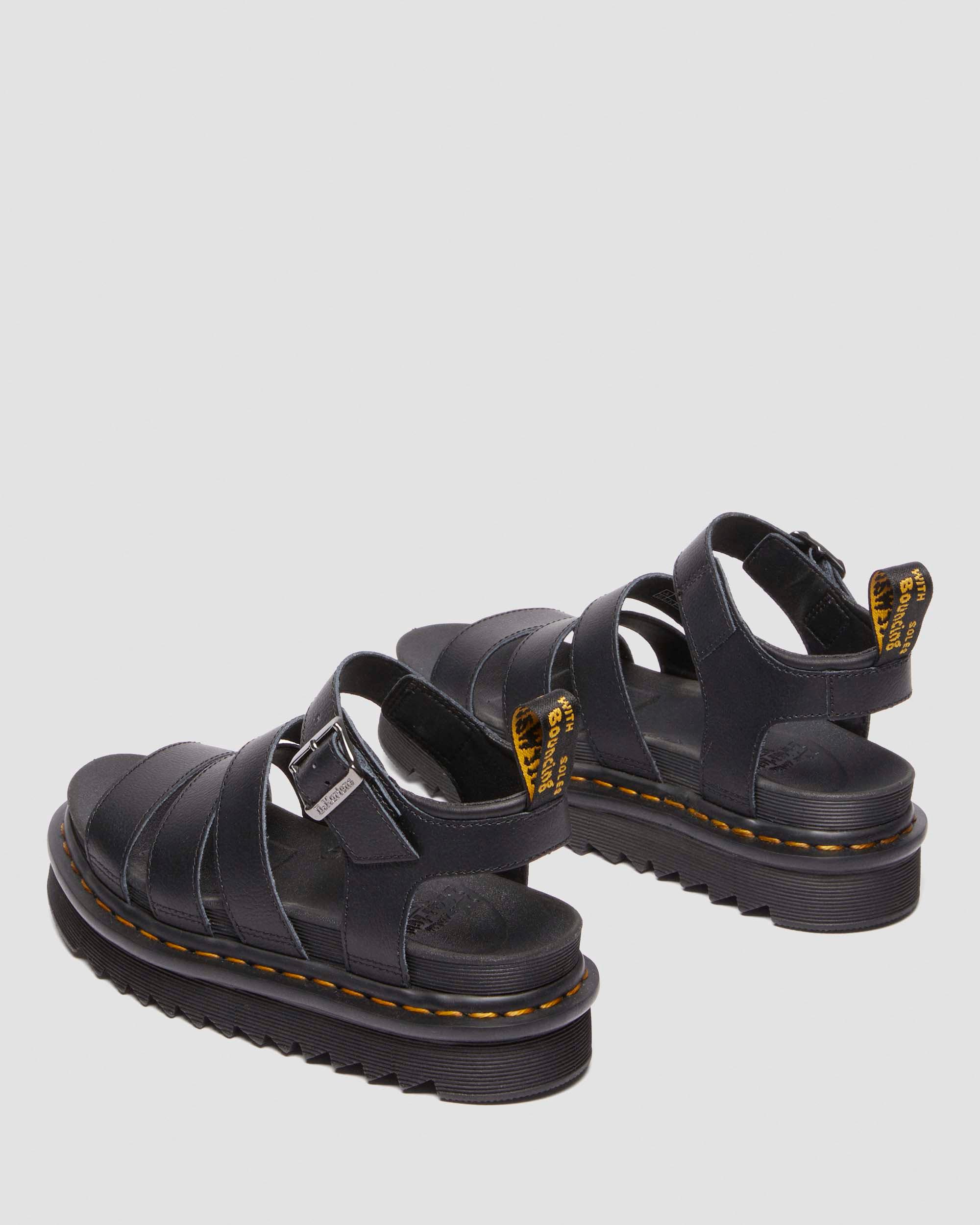 Blaire Athena Leather Strap Sandals in BLACK