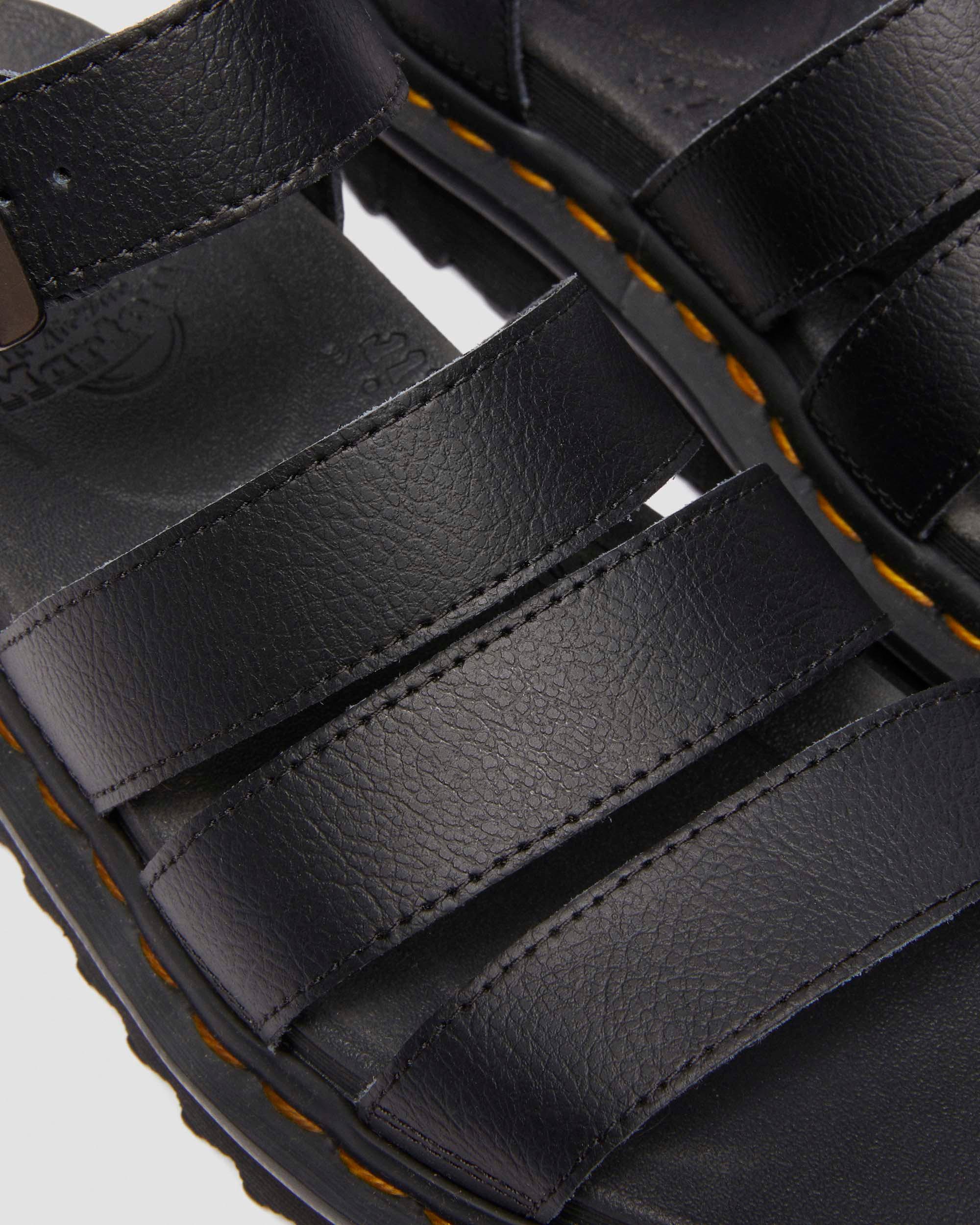 Blaire Athena Leather Strap Sandals in BLACK