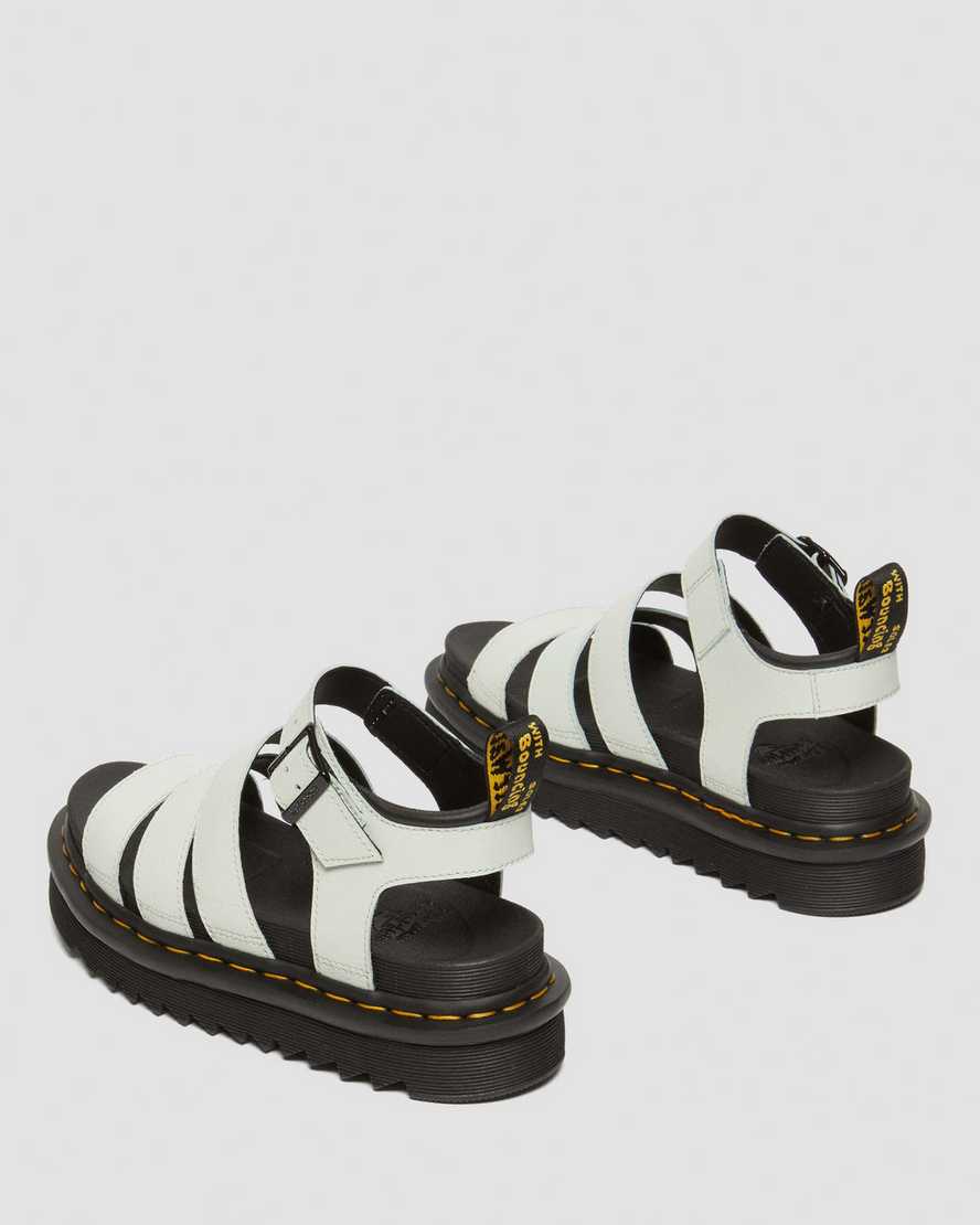 Shop Dr. Martens' Blaire Athena Leather Strap Sandals In Cream,green