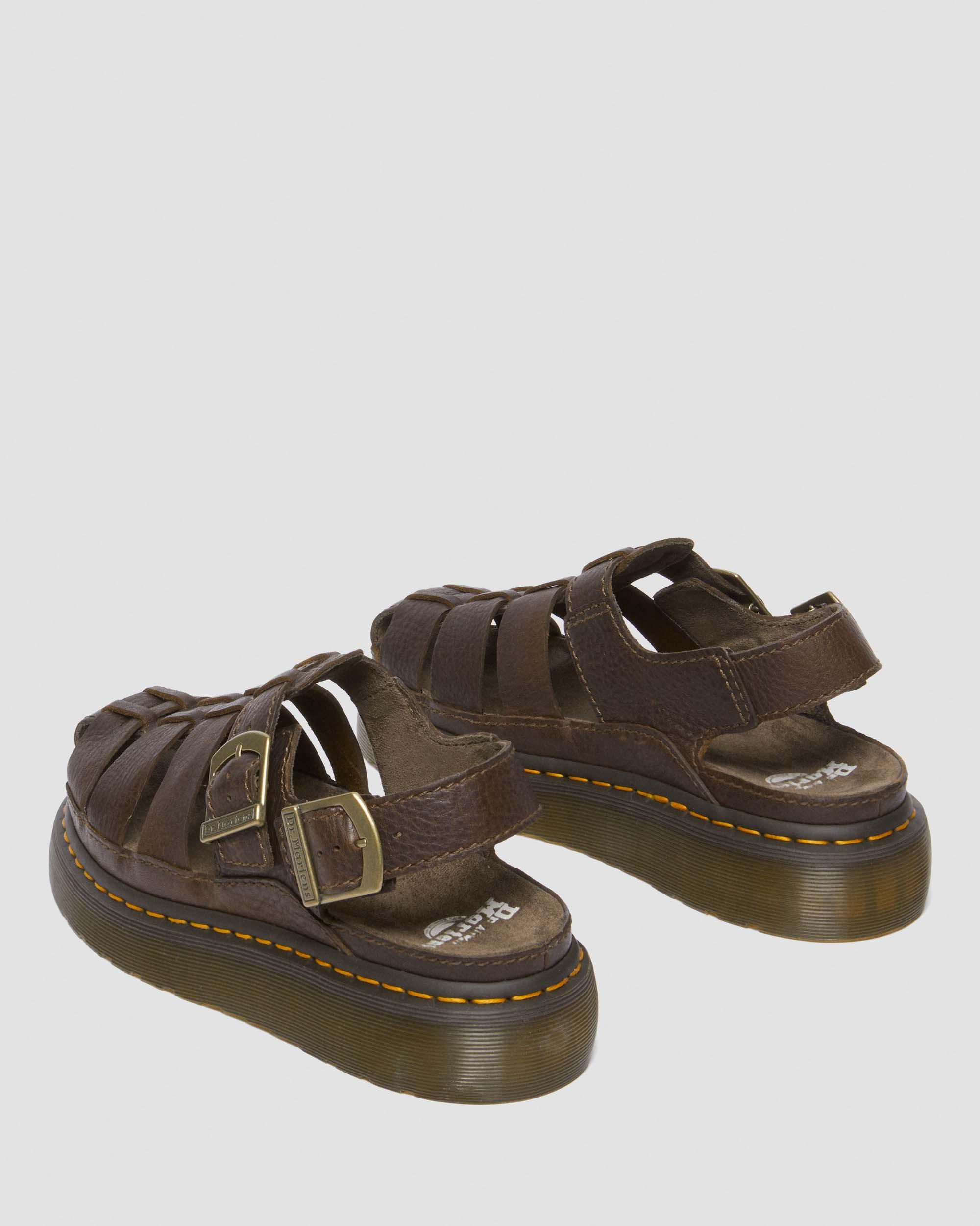 Wrenlie Grizzly Leather Fisherman Sandals in Dark Brown