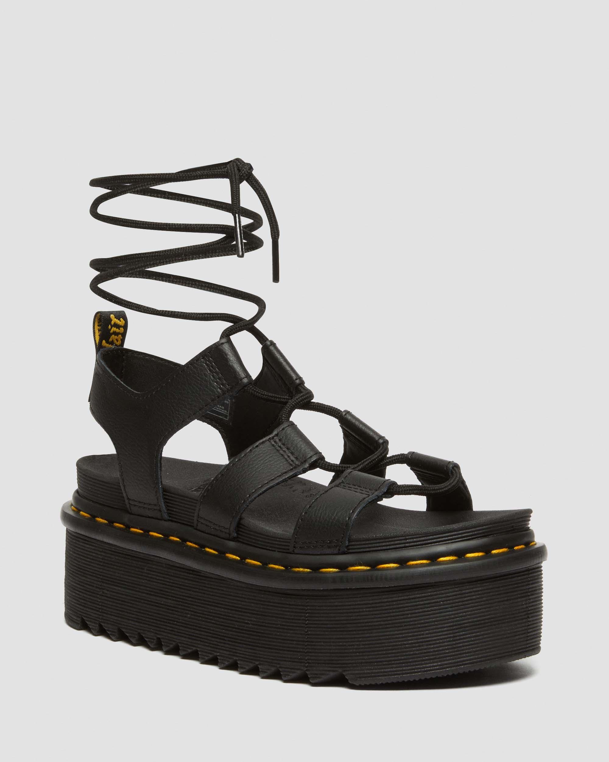 Nartilla Athena Leather Gladiator Platform Sandals in Black | Dr. Martens