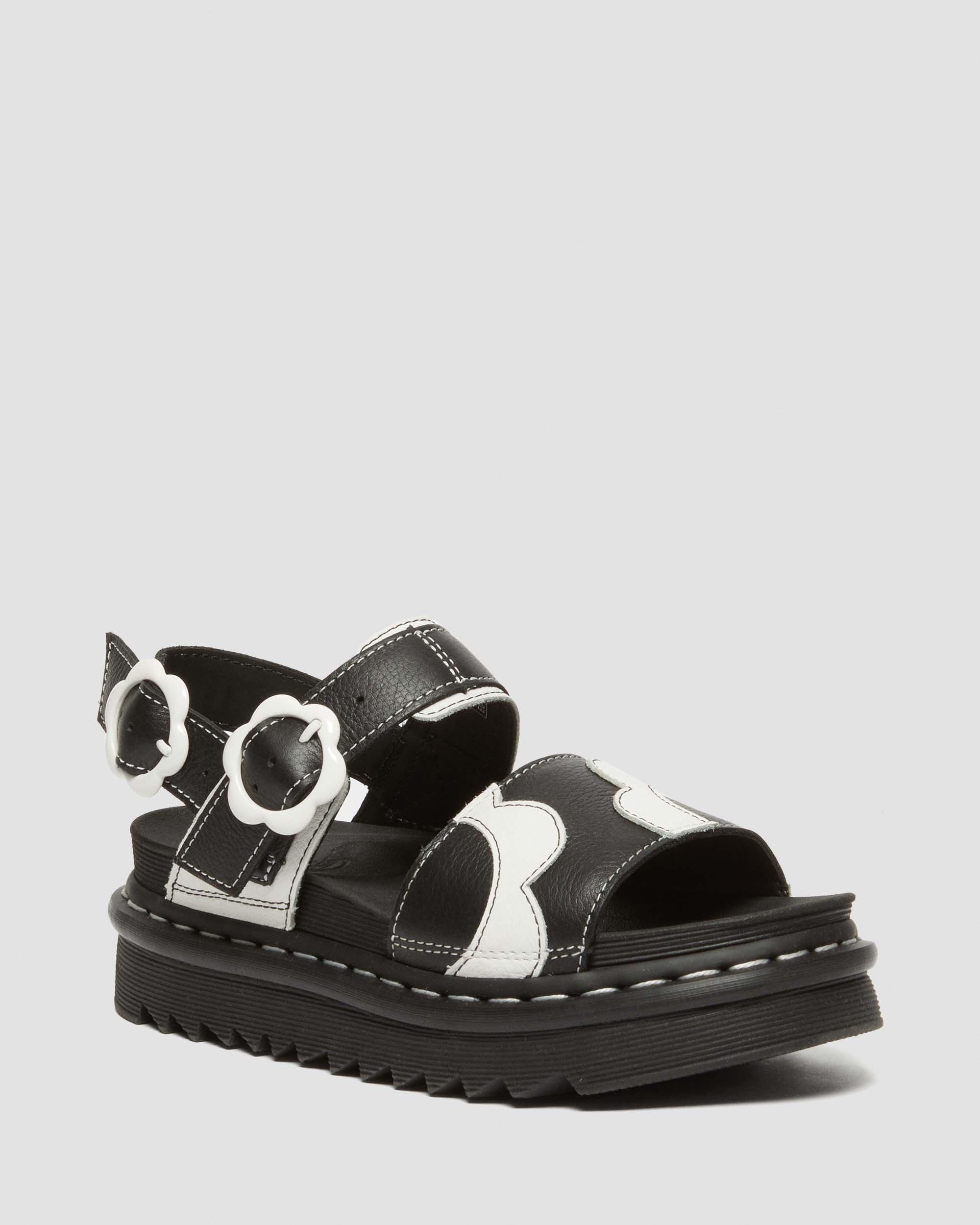 Dr. Martens' Voss Pisa Leather Strap Sandals In Black,white