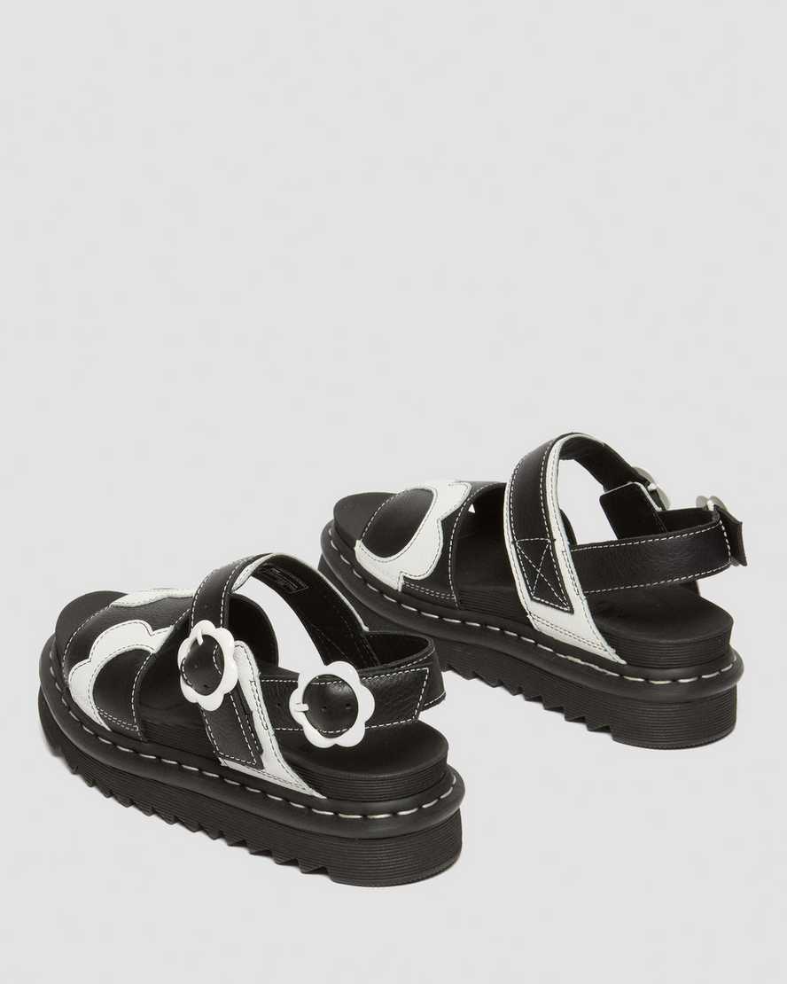 Shop Dr. Martens' Voss Pisa Leather Strap Sandals In Black,white